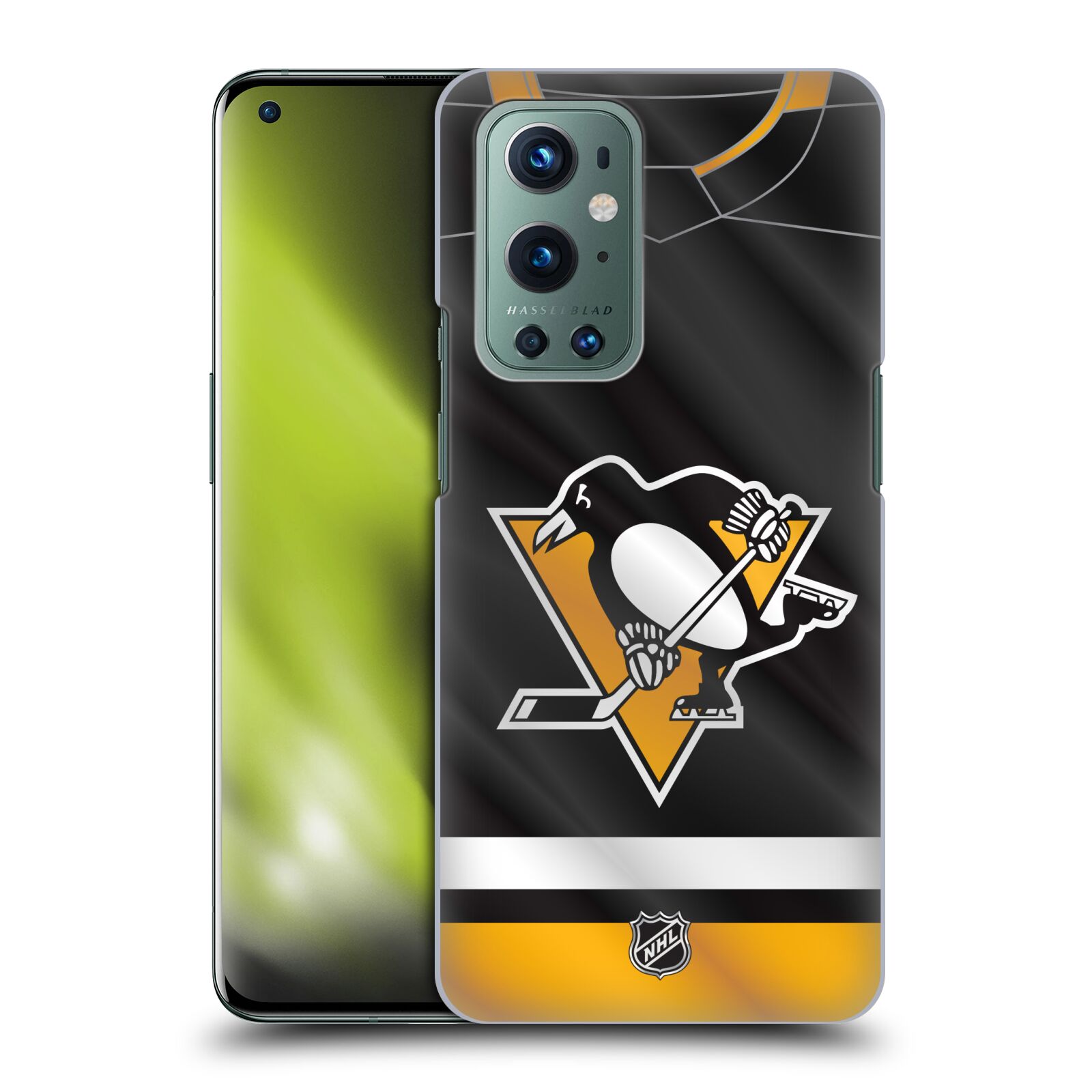 Pouzdro na mobil OnePlus 9 - HEAD CASE - Hokej NHL - Pittsburgh Penguins - Dres