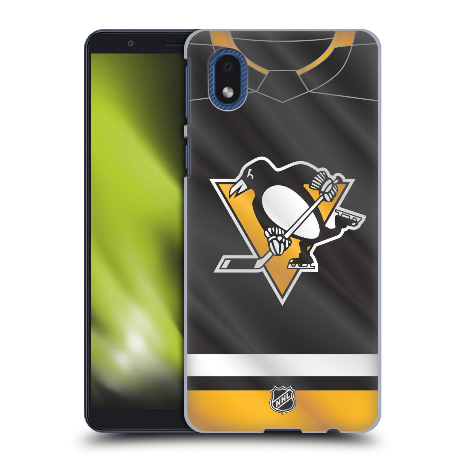 Pouzdro na mobil Samsung Galaxy A01 CORE - HEAD CASE - Hokej NHL - Pittsburgh Penguins - Dres