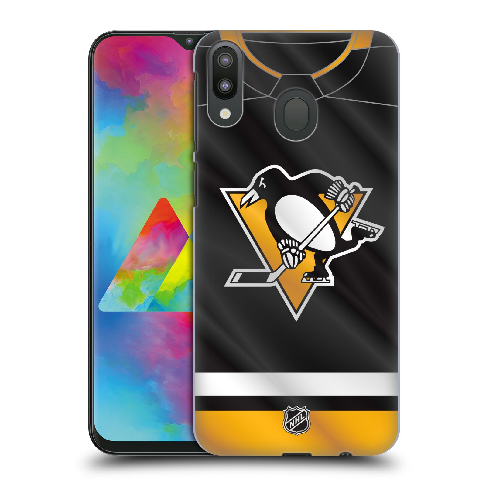 Pouzdro na mobil Samsung Galaxy M20 - HEAD CASE - Hokej NHL - Pittsburgh Penguins - Dres