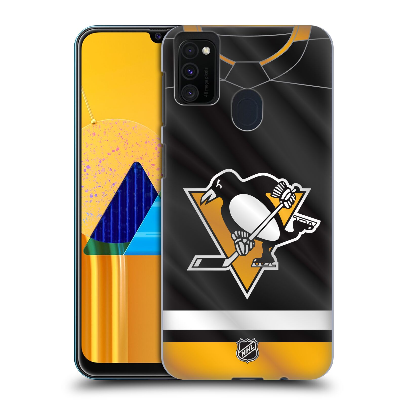 Pouzdro na mobil Samsung Galaxy M21 - HEAD CASE - Hokej NHL - Pittsburgh Penguins - Dres