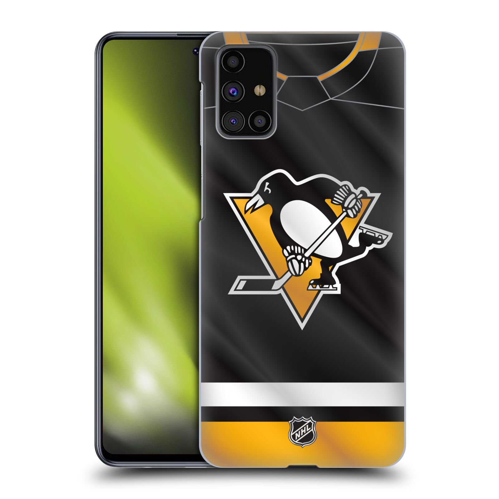 Pouzdro na mobil Samsung Galaxy M31s - HEAD CASE - Hokej NHL - Pittsburgh Penguins - Dres