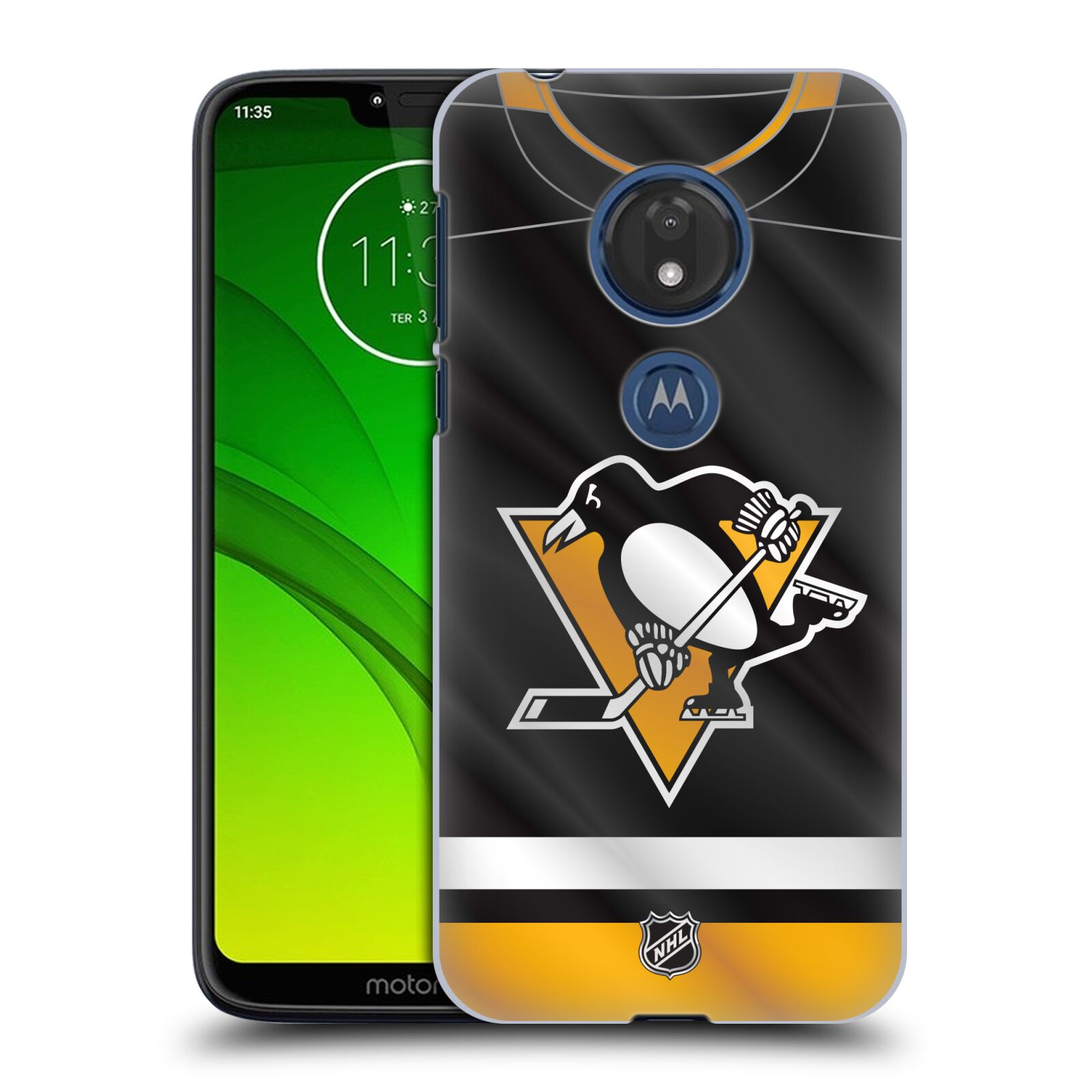Pouzdro na mobil Motorola Moto G7 Play - HEAD CASE - Hokej NHL - Pittsburgh Penguins - Dres