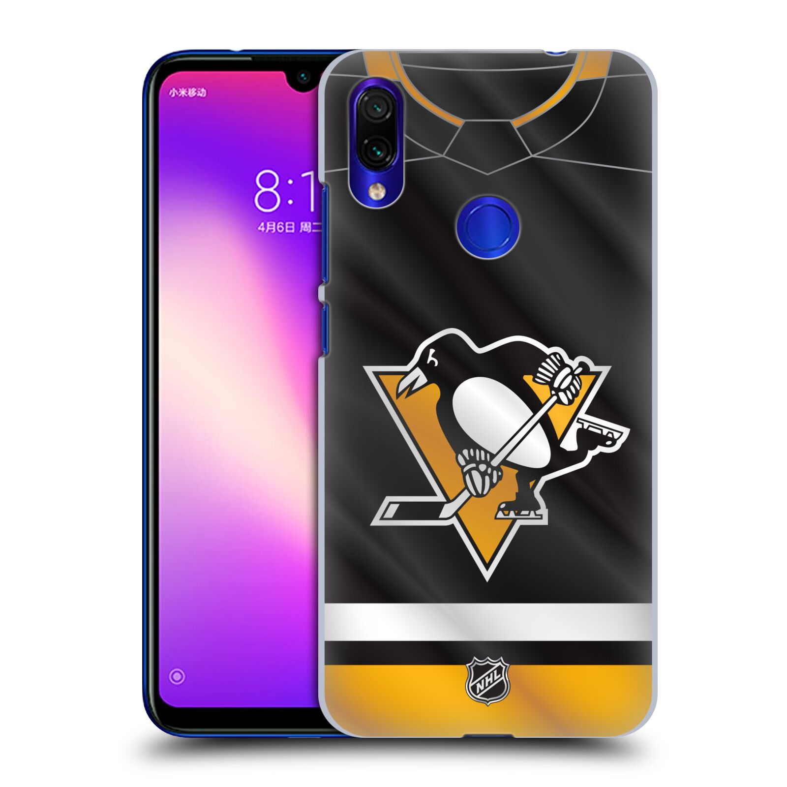 Pouzdro na mobil Xiaomi Redmi Note 7 - HEAD CASE - Hokej NHL - Pittsburgh Penguins - Dres