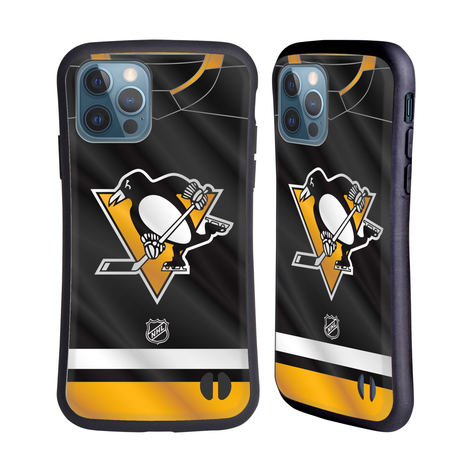 Obal na mobil Apple iPhone 12 / 12 PRO - HEAD CASE - NHL - Dres logo Pittsburgh Penguins