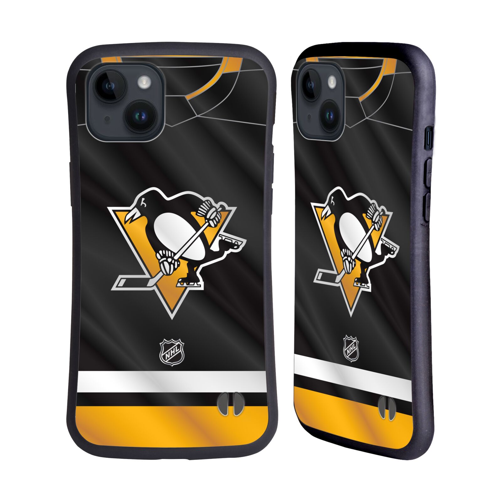 Obal na mobil Apple iPhone 15 PLUS - HEAD CASE - NHL - Dres logo Pittsburgh Penguins