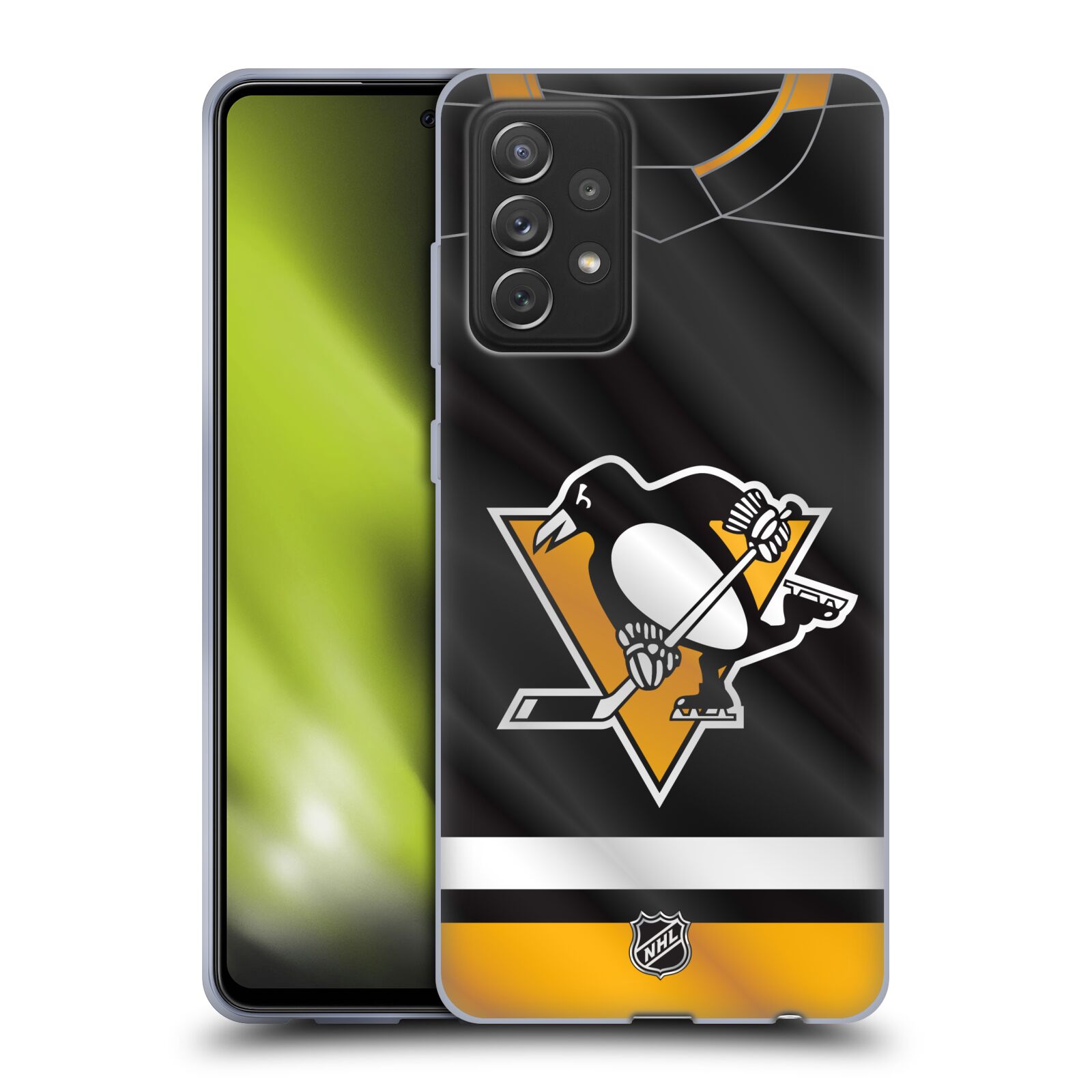 Pouzdro na mobil Samsung Galaxy A72 / A72 5G - HEAD CASE - Hokej NHL - Pittsburgh Penguins - Dres