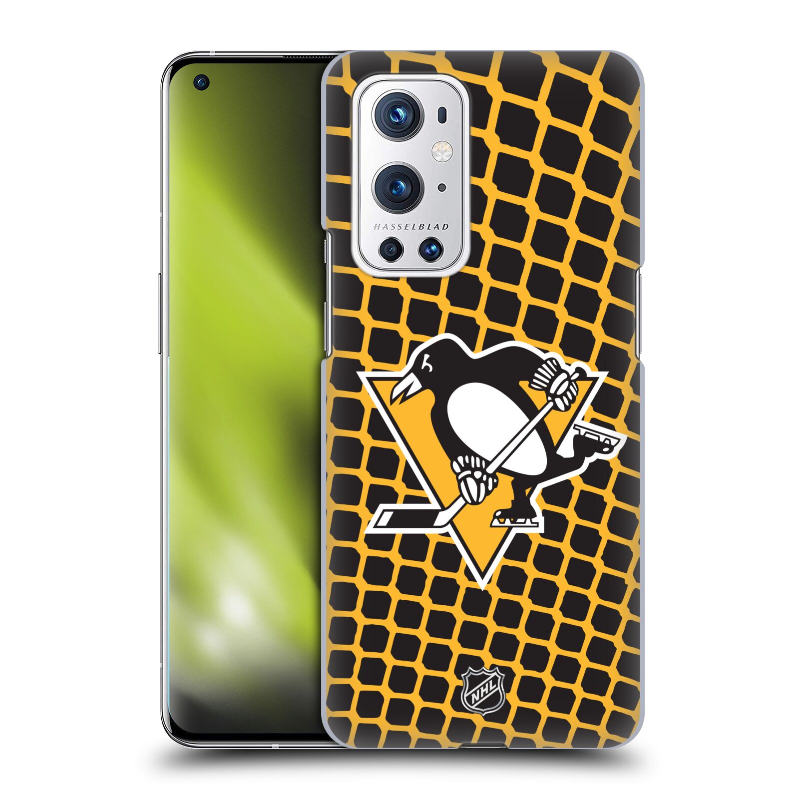 Pouzdro na mobil OnePlus 9 PRO - HEAD CASE - Hokej NHL - Pittsburgh Penguins - Znak v brance