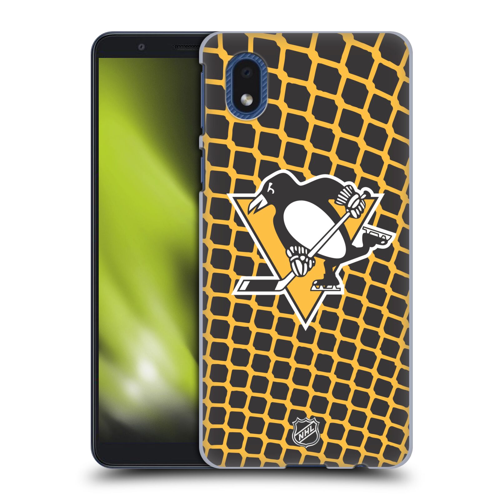 Pouzdro na mobil Samsung Galaxy A01 CORE - HEAD CASE - Hokej NHL - Pittsburgh Penguins - Znak v brance