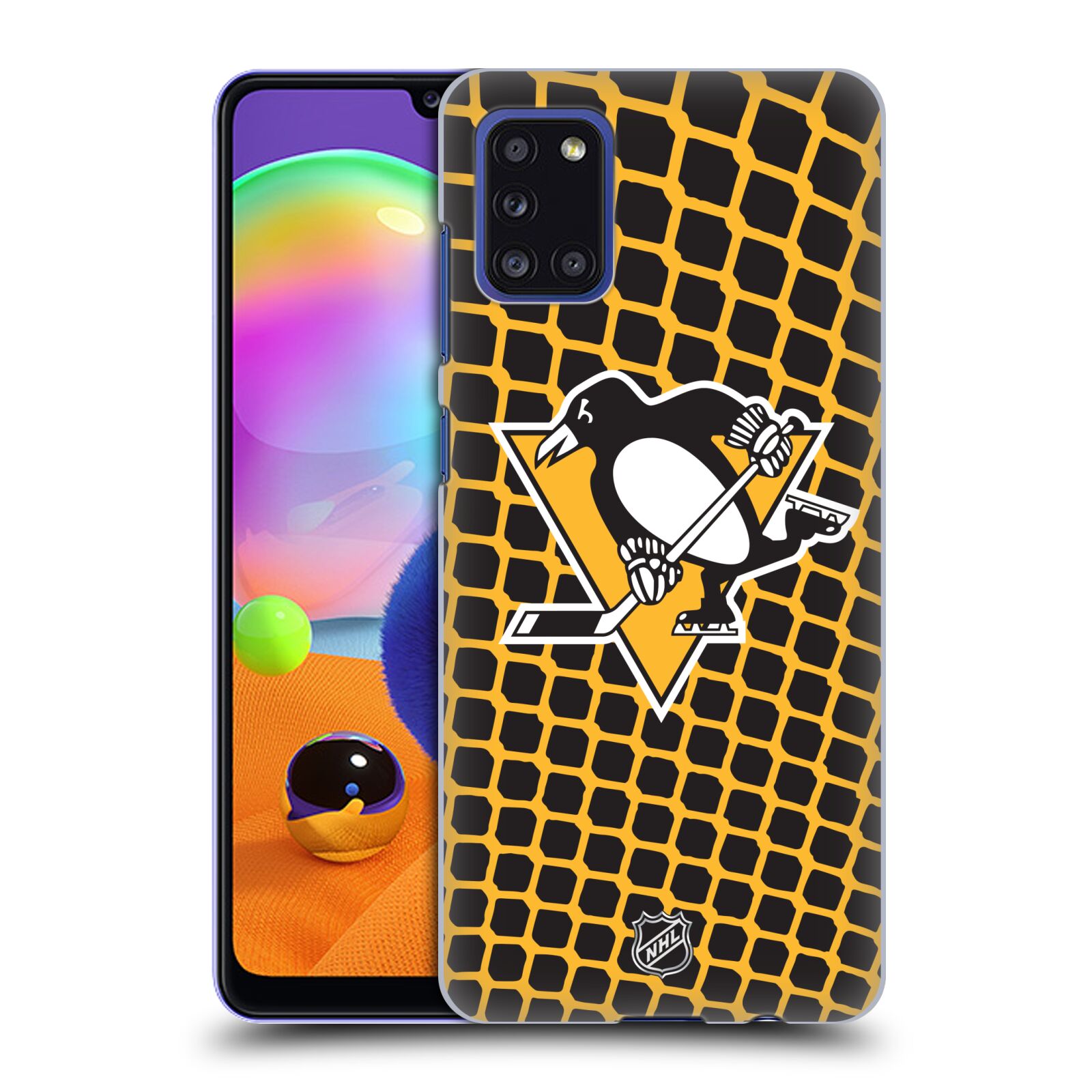Pouzdro na mobil Samsung Galaxy A31 - HEAD CASE - Hokej NHL - Pittsburgh Penguins - Znak v brance