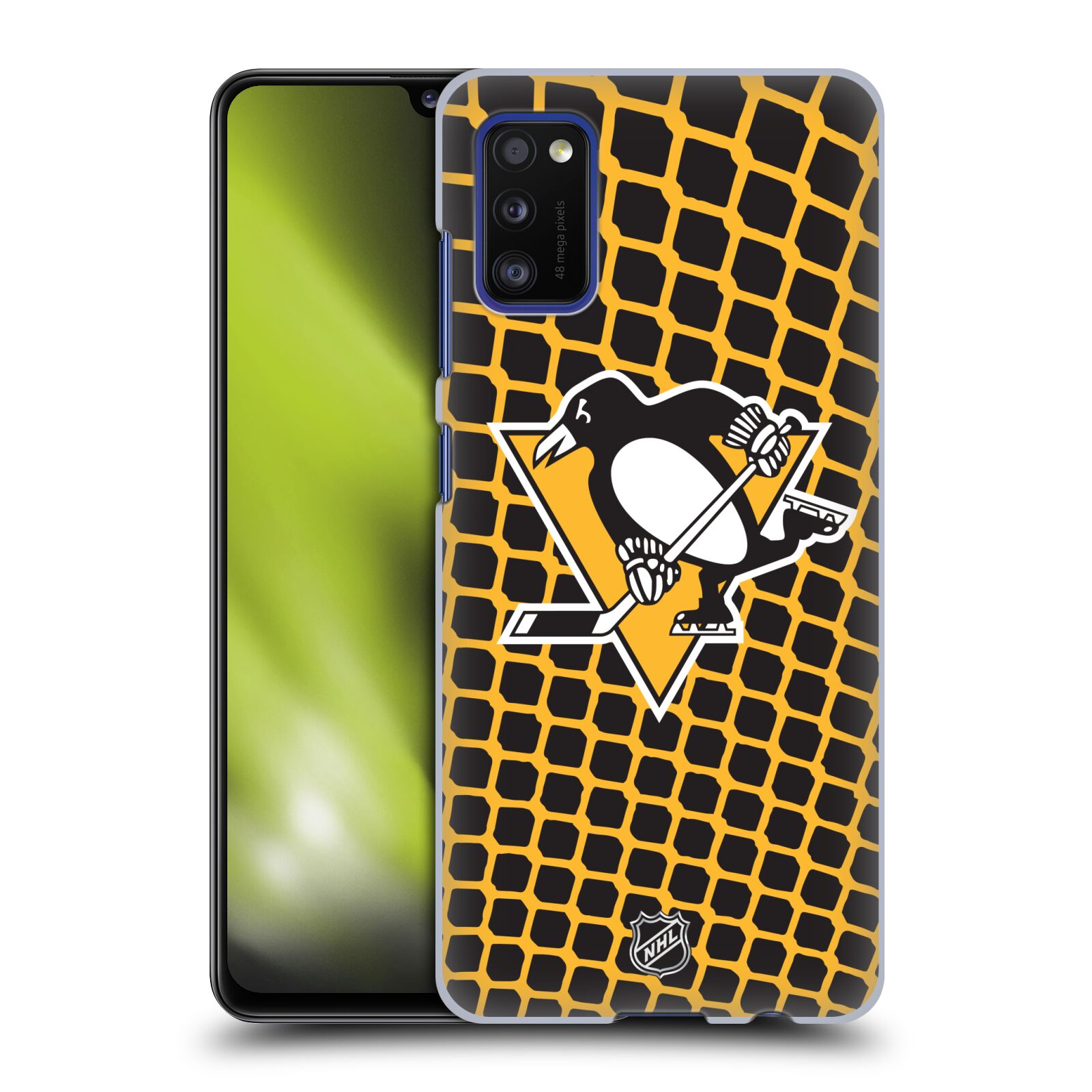 Pouzdro na mobil Samsung Galaxy A41 - HEAD CASE - Hokej NHL - Pittsburgh Penguins - Znak v brance