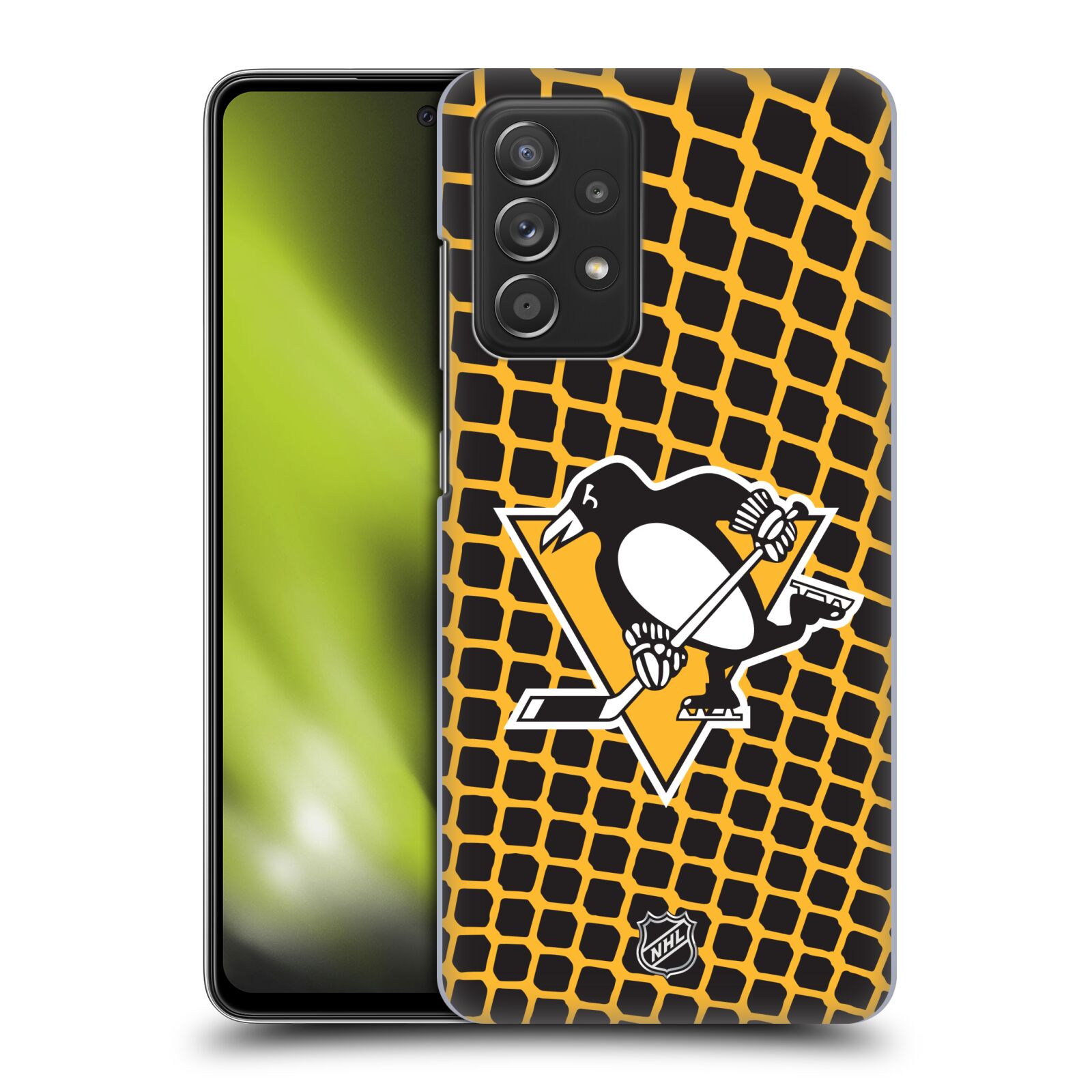 Pouzdro na mobil Samsung Galaxy A52 / A52 5G / A52s 5G - HEAD CASE - Hokej NHL - Pittsburgh Penguins - Znak v brance
