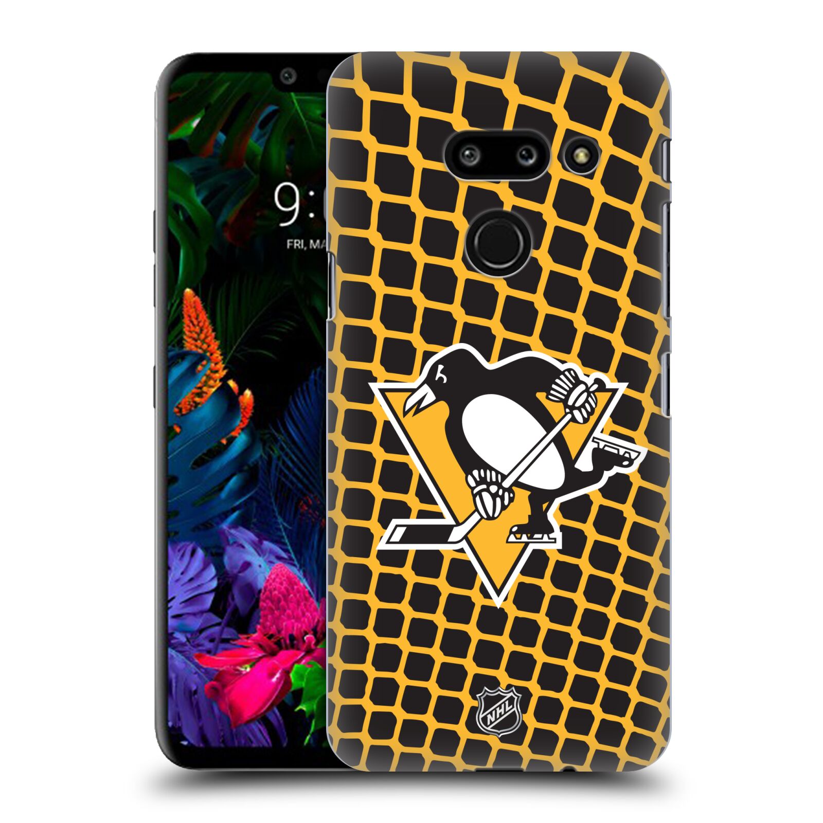 Pouzdro na mobil LG G8 ThinQ - HEAD CASE - Hokej NHL - Pittsburgh Penguins - Znak v brance