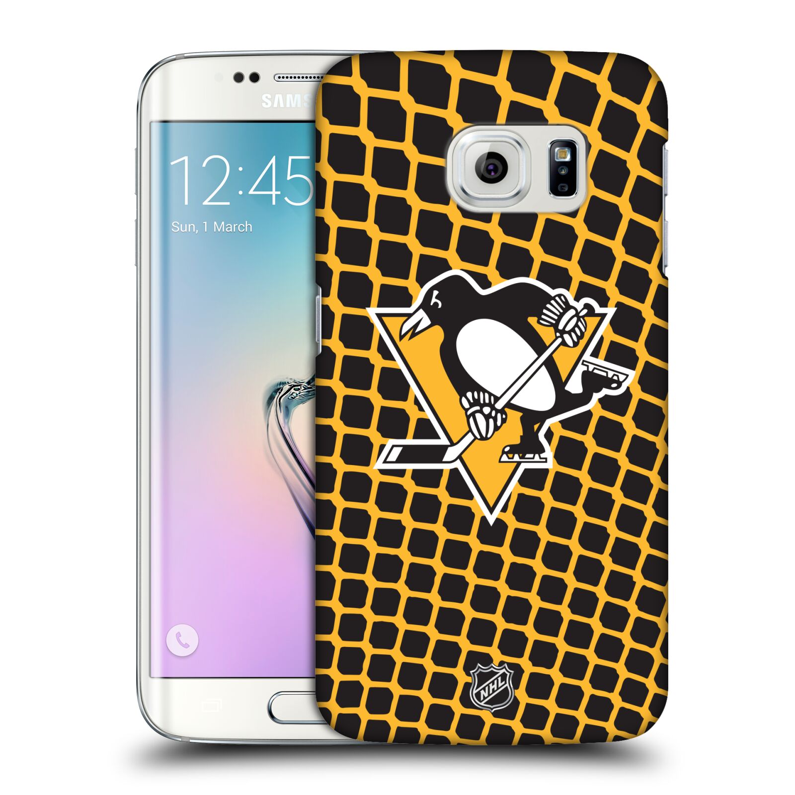 Pouzdro na mobil Samsung Galaxy S6 EDGE - HEAD CASE - Hokej NHL - Pittsburgh Penguins - Znak v brance