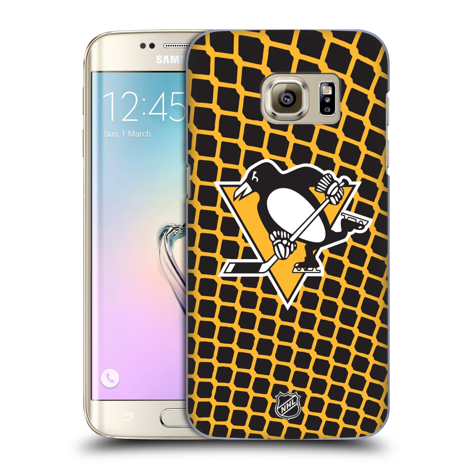 Pouzdro na mobil Samsung Galaxy S7 EDGE - HEAD CASE - Hokej NHL - Pittsburgh Penguins - Znak v brance