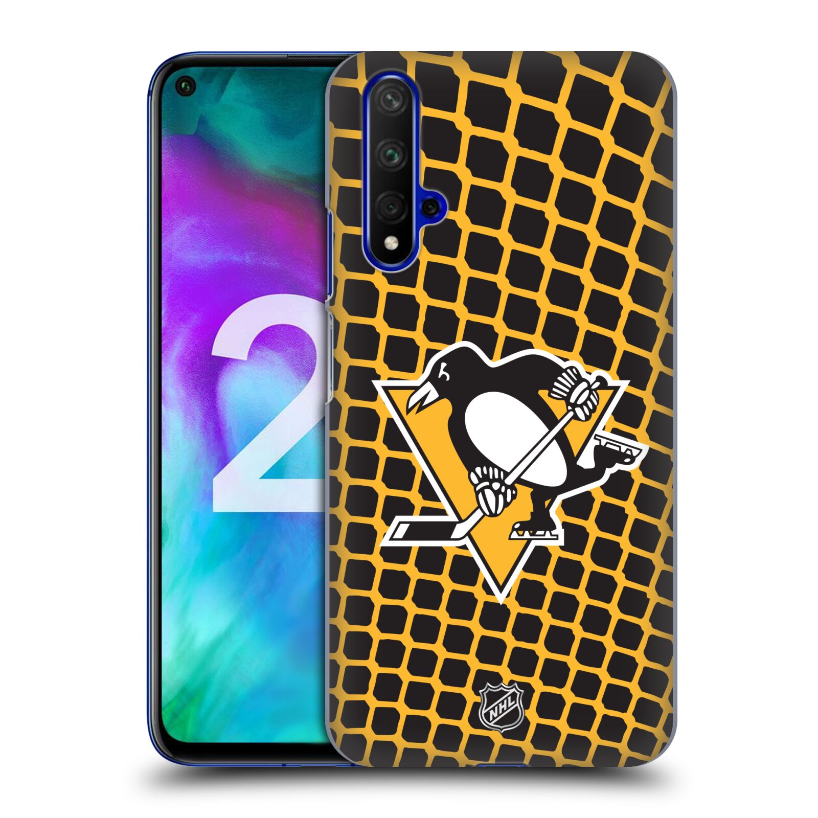 Pouzdro na mobil HONOR 20 - HEAD CASE - Hokej NHL - Pittsburgh Penguins - Znak v brance