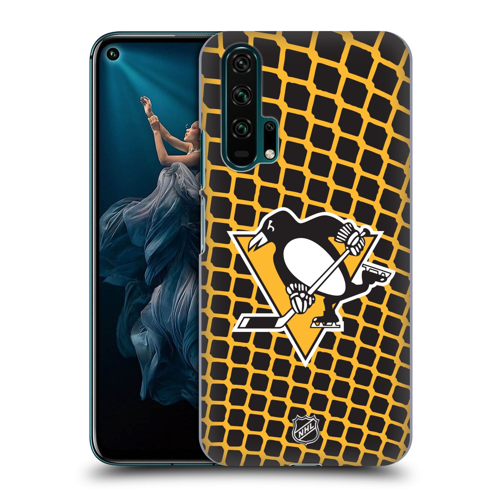 Pouzdro na mobil HONOR 20 PRO - HEAD CASE - Hokej NHL - Pittsburgh Penguins - Znak v brance