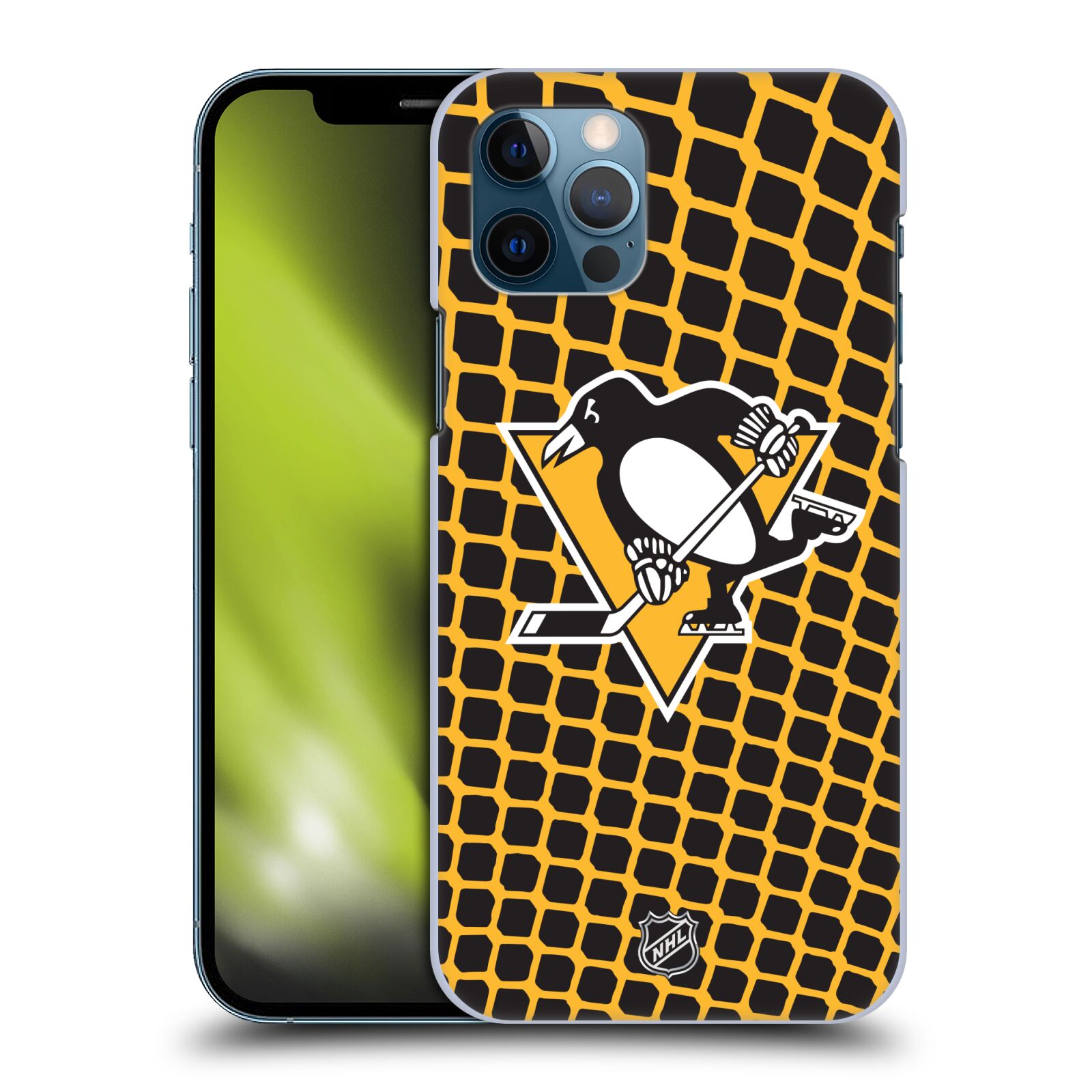 Pouzdro na mobil Apple Iphone 12 / 12 PRO - HEAD CASE - Hokej NHL - Pittsburgh Penguins - Znak v brance