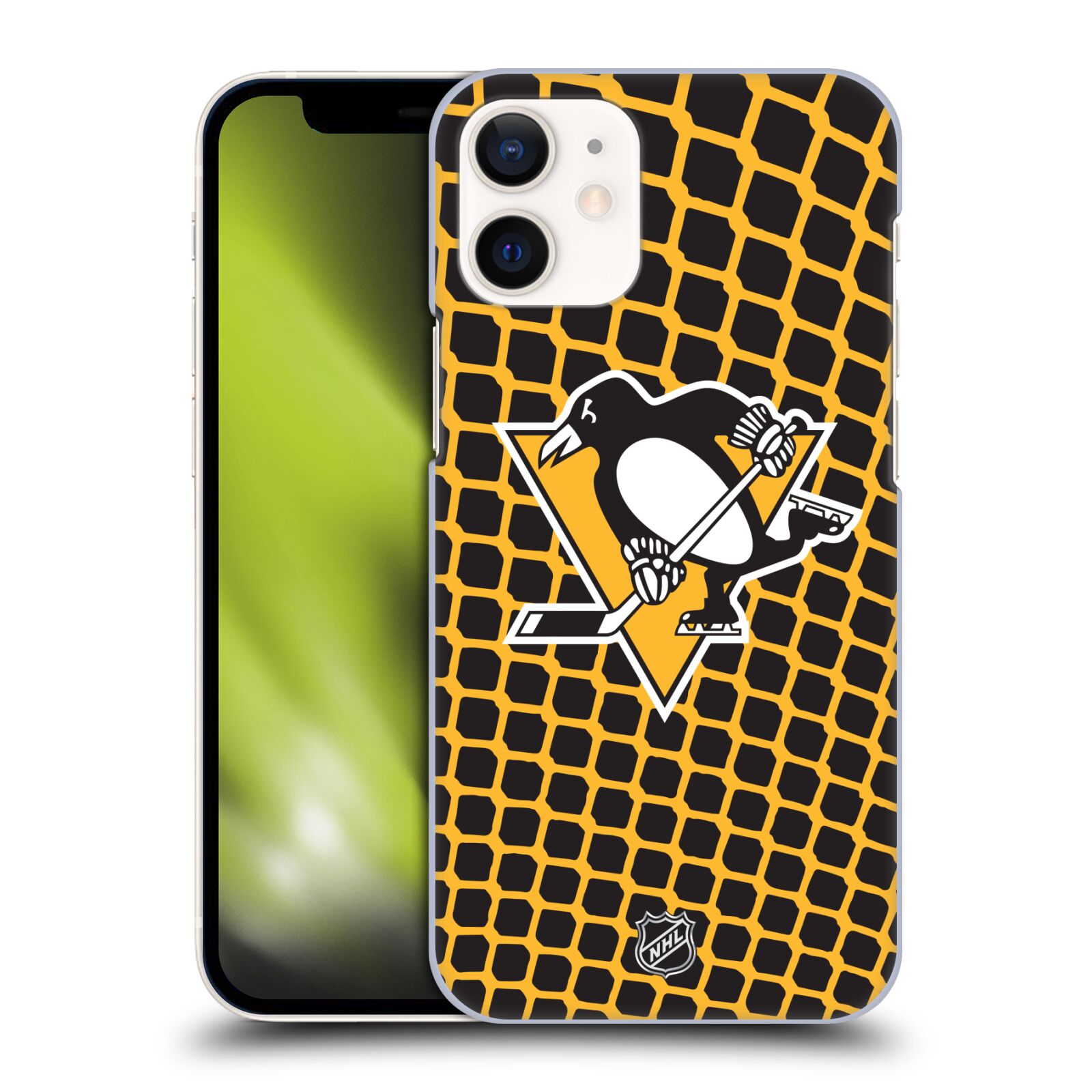 Pouzdro na mobil Apple Iphone 12 MINI - HEAD CASE - Hokej NHL - Pittsburgh Penguins - Znak v brance