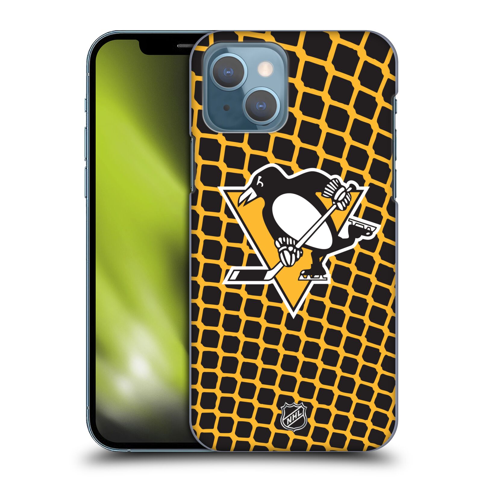 Pouzdro na mobil Apple Iphone 13 - HEAD CASE - Hokej NHL - Pittsburgh Penguins - Znak v brance