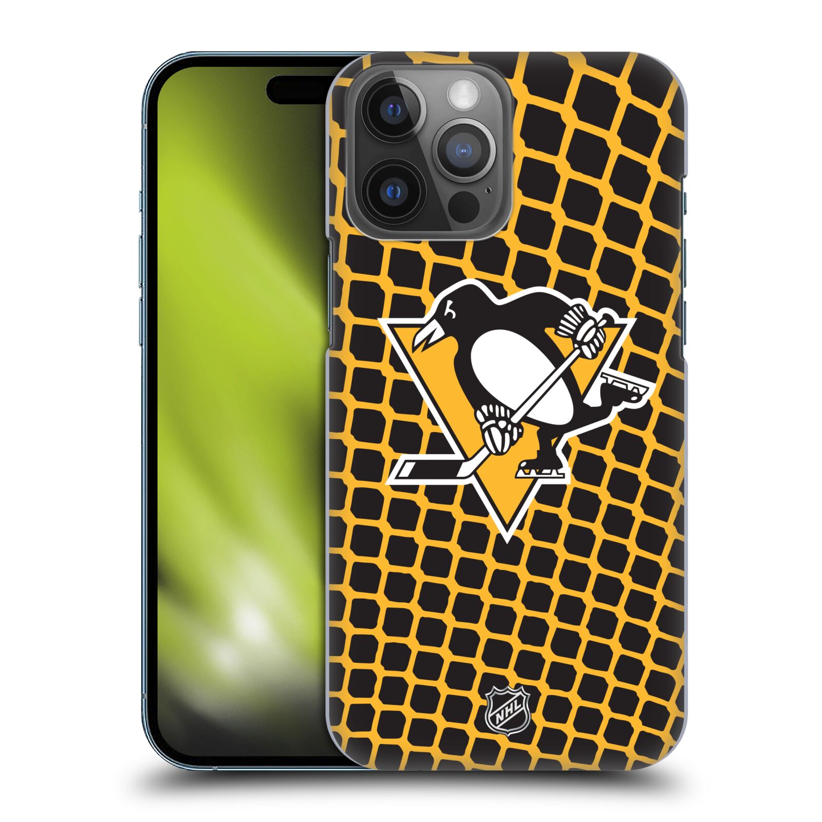 Pouzdro na mobil Apple Iphone 14 PRO MAX - HEAD CASE - Hokej NHL - Pittsburgh Penguins - Znak v brance