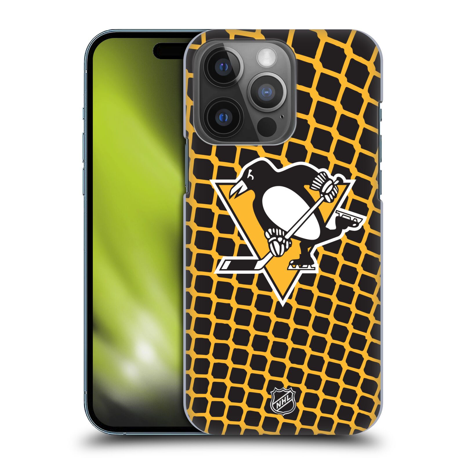 Pouzdro na mobil Apple Iphone 14 PRO - HEAD CASE - Hokej NHL - Pittsburgh Penguins - Znak v brance