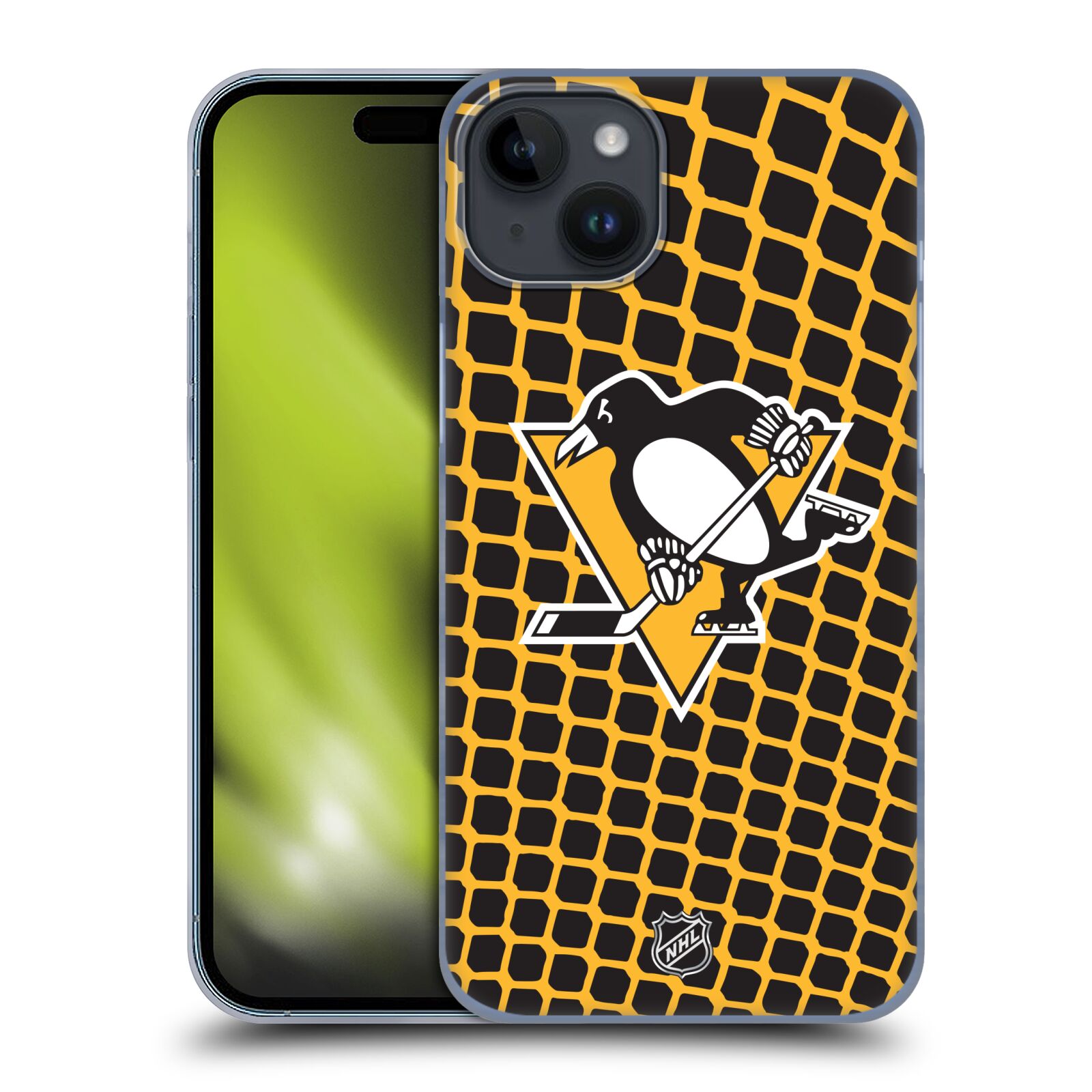Plastový obal HEAD CASE na mobil Apple Iphone 15 PLUS  Hokej NHL - Pittsburgh Penguins - Znak v brance