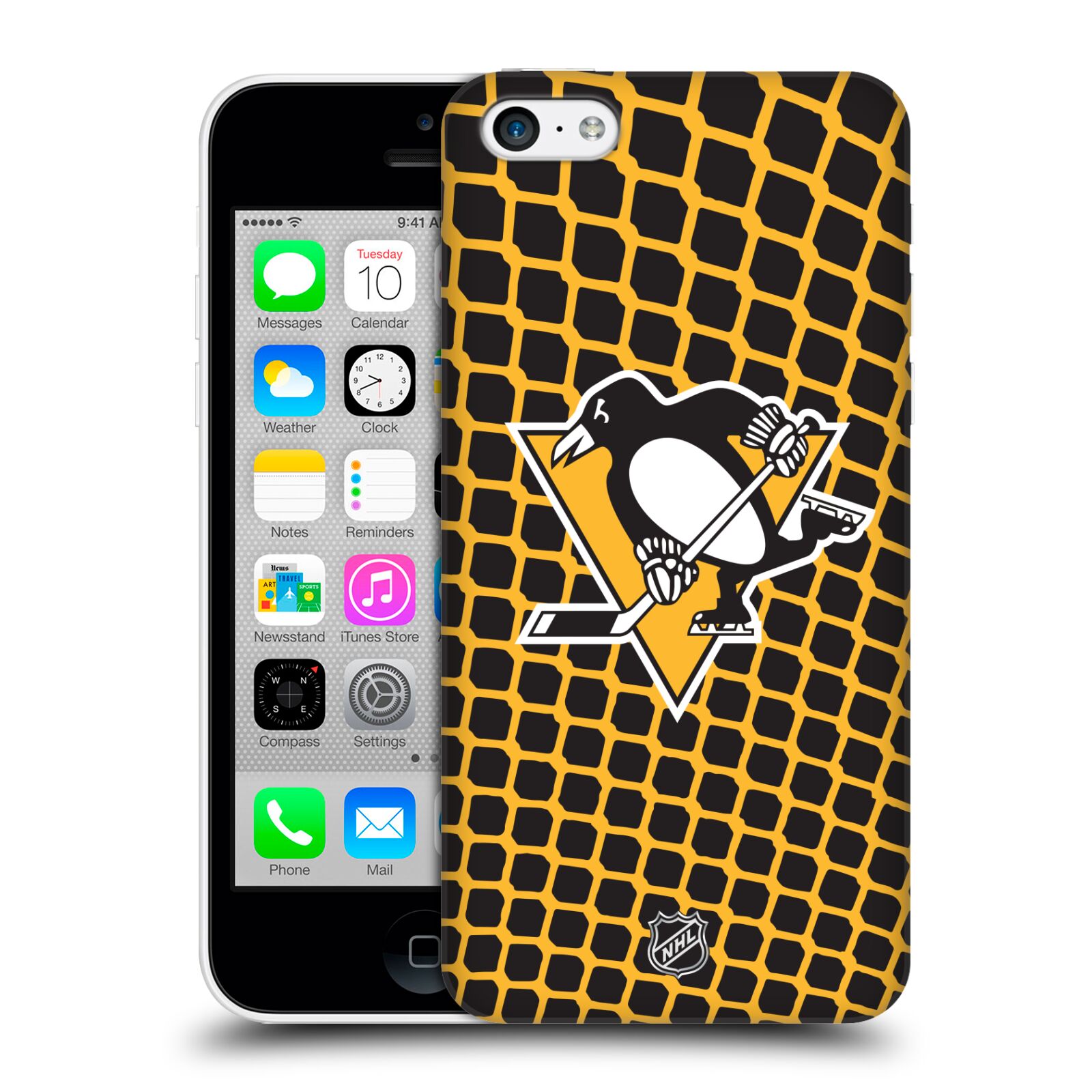 Pouzdro na mobil Apple Iphone 5C - HEAD CASE - Hokej NHL - Pittsburgh Penguins - Znak v brance
