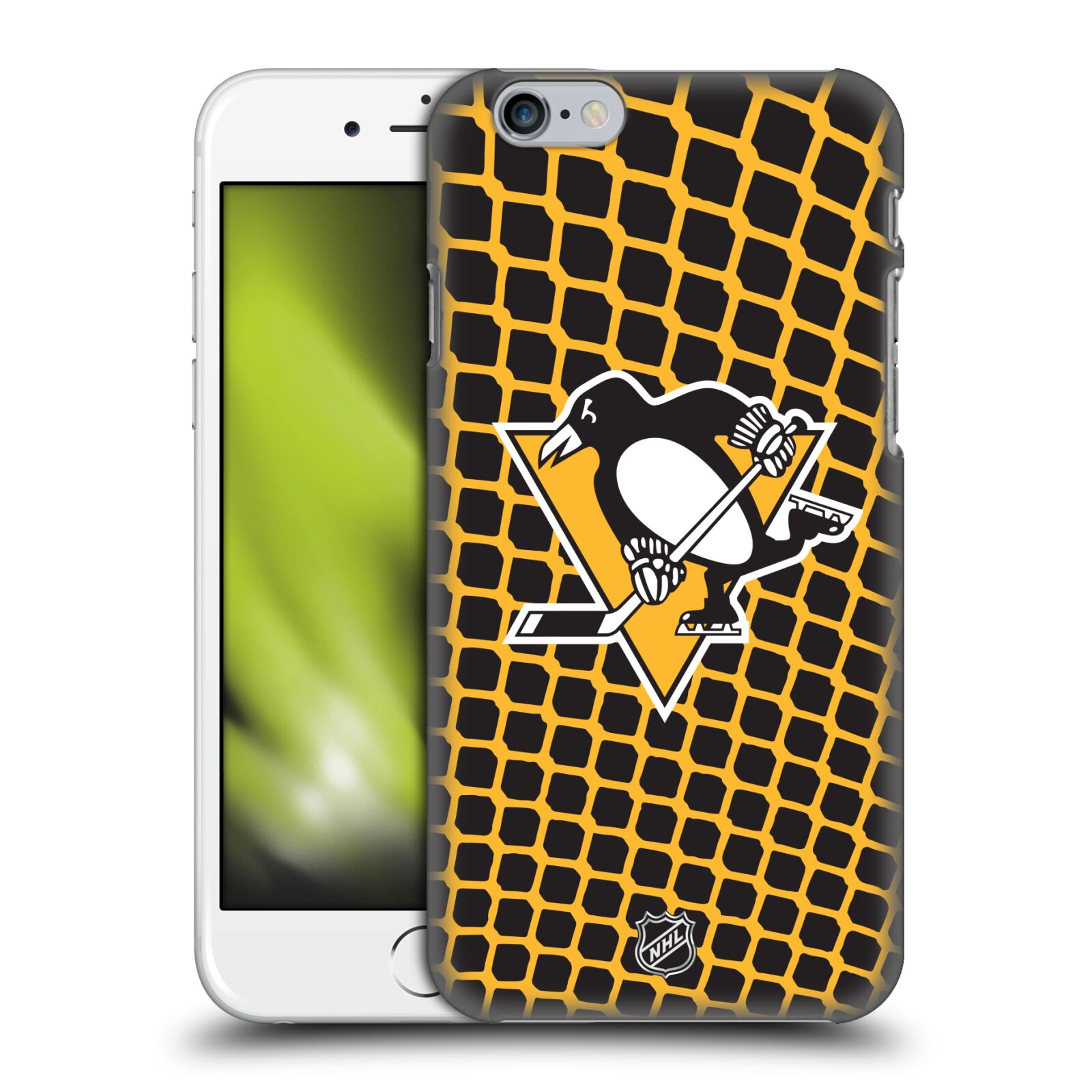 Pouzdro na mobil Apple Iphone 6/6S - HEAD CASE - Hokej NHL - Pittsburgh Penguins - Znak v brance