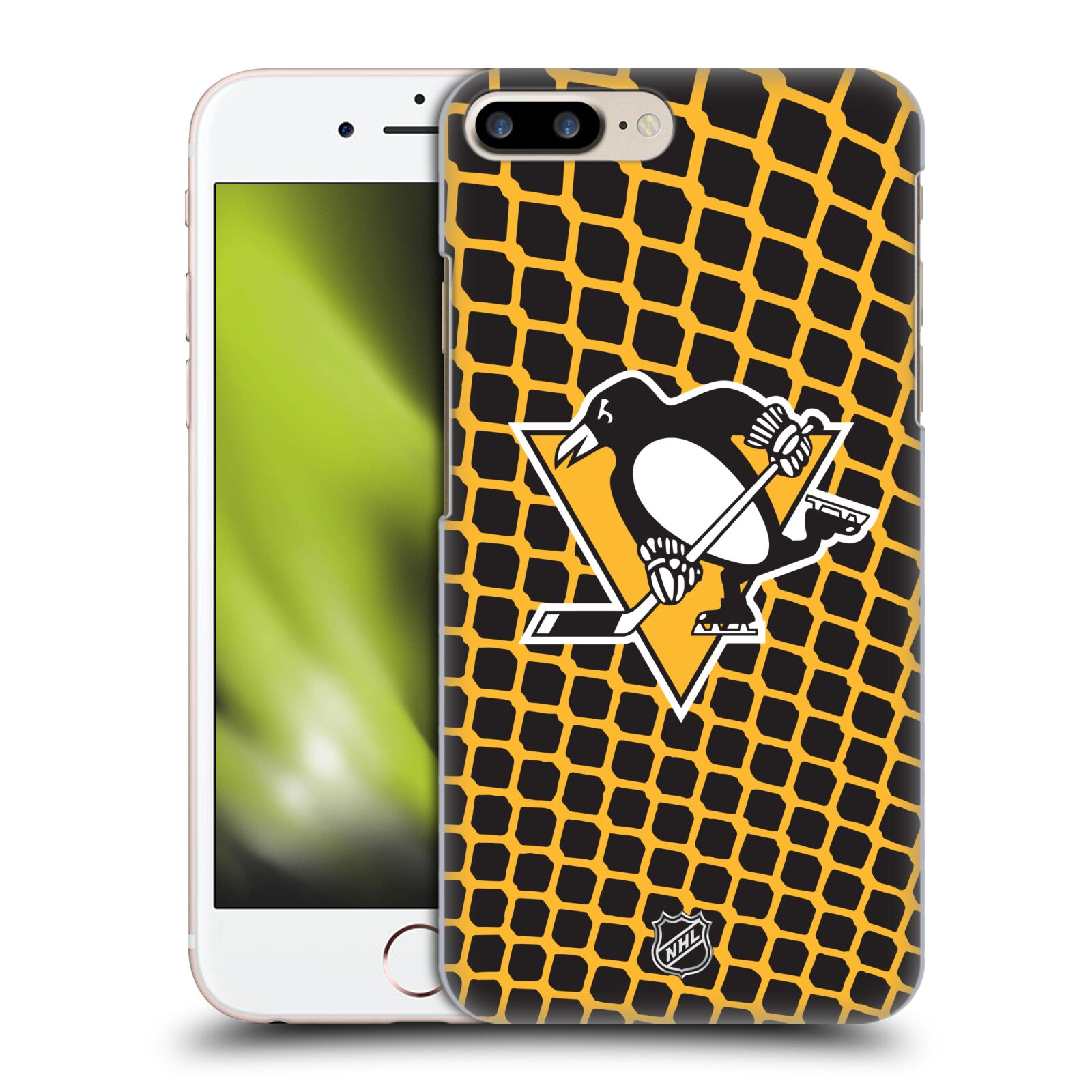 Pouzdro na mobil Apple Iphone 7/8 PLUS - HEAD CASE - Hokej NHL - Pittsburgh Penguins - Znak v brance