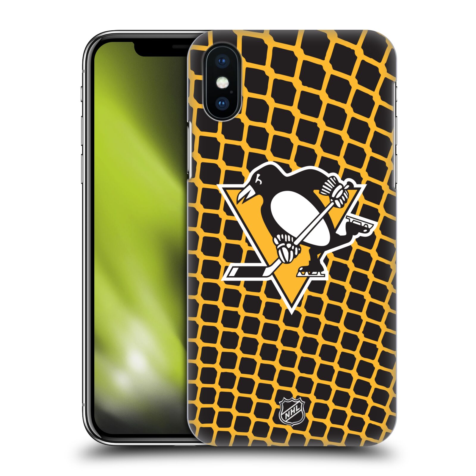 Pouzdro na mobil Apple Iphone X/XS - HEAD CASE - Hokej NHL - Pittsburgh Penguins - Znak v brance