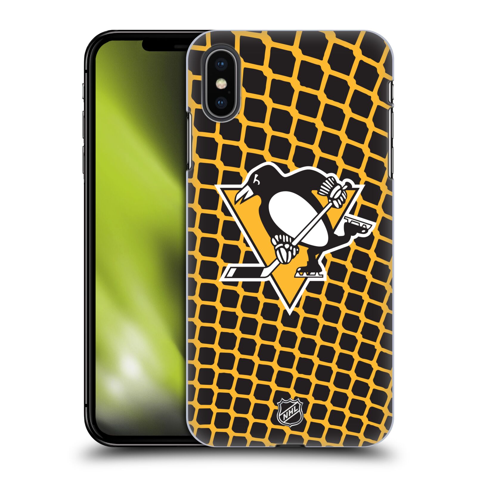 Pouzdro na mobil Apple Iphone XS MAX - HEAD CASE - Hokej NHL - Pittsburgh Penguins - Znak v brance