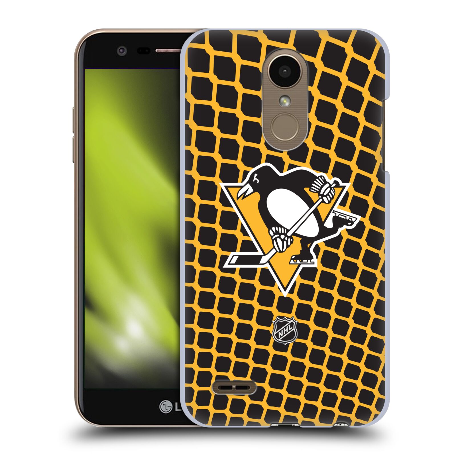 Pouzdro na mobil LG K10 2018 - HEAD CASE - Hokej NHL - Pittsburgh Penguins - Znak v brance
