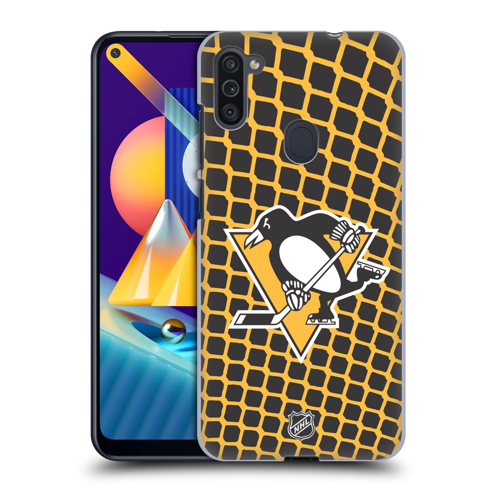 Pouzdro na mobil Samsung Galaxy M11 - HEAD CASE - Hokej NHL - Pittsburgh Penguins - Znak v brance