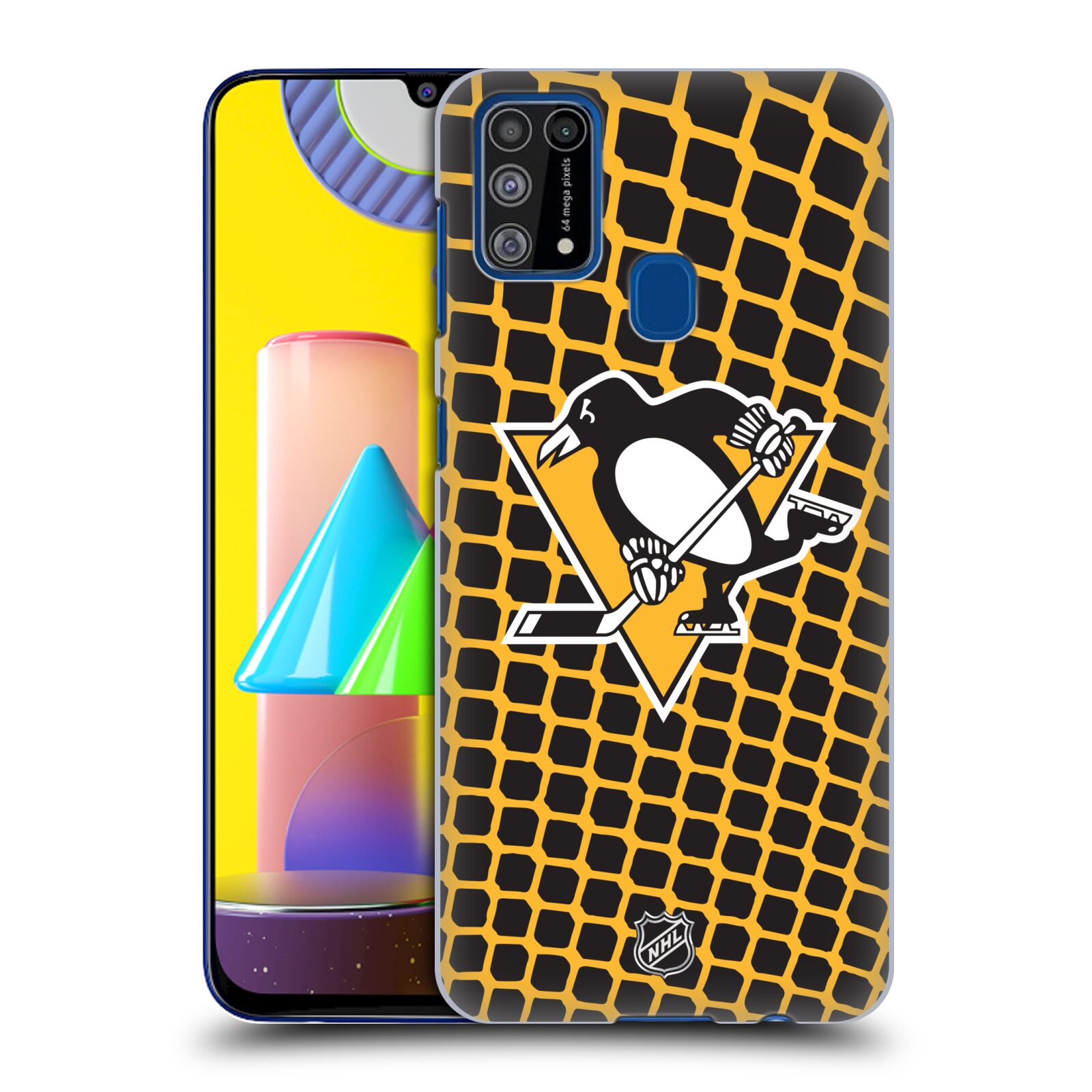 Pouzdro na mobil Samsung Galaxy M31 - HEAD CASE - Hokej NHL - Pittsburgh Penguins - Znak v brance