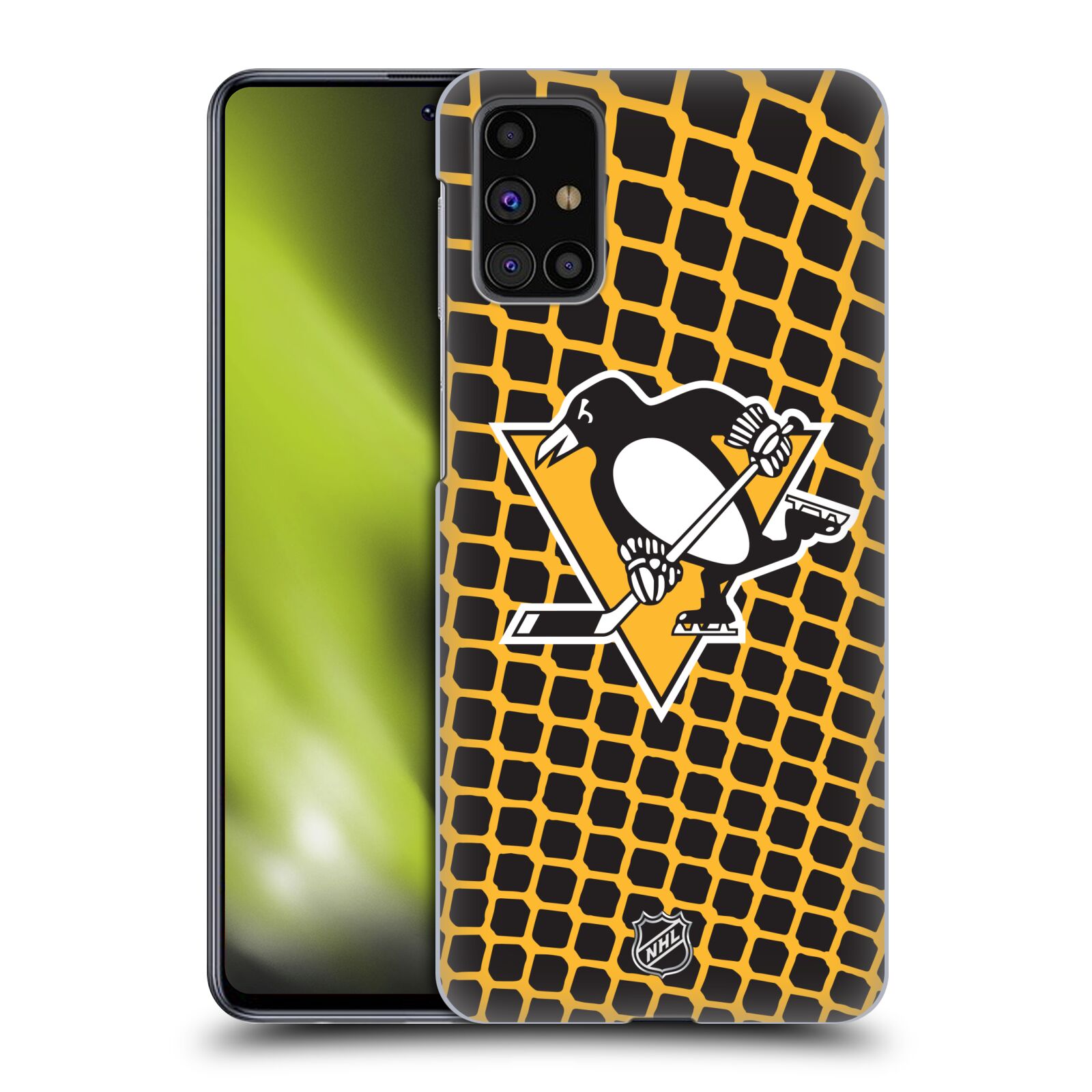 Pouzdro na mobil Samsung Galaxy M31s - HEAD CASE - Hokej NHL - Pittsburgh Penguins - Znak v brance