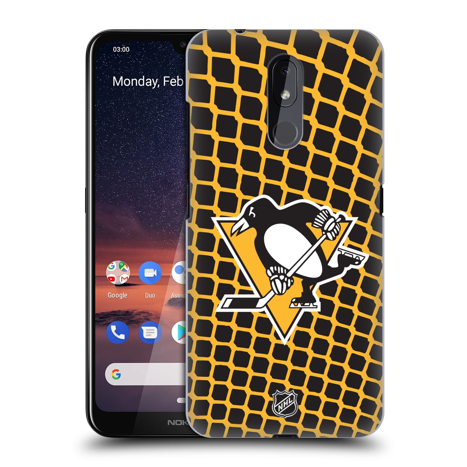 Pouzdro na mobil Nokia 3.2 - HEAD CASE - Hokej NHL - Pittsburgh Penguins - Znak v brance