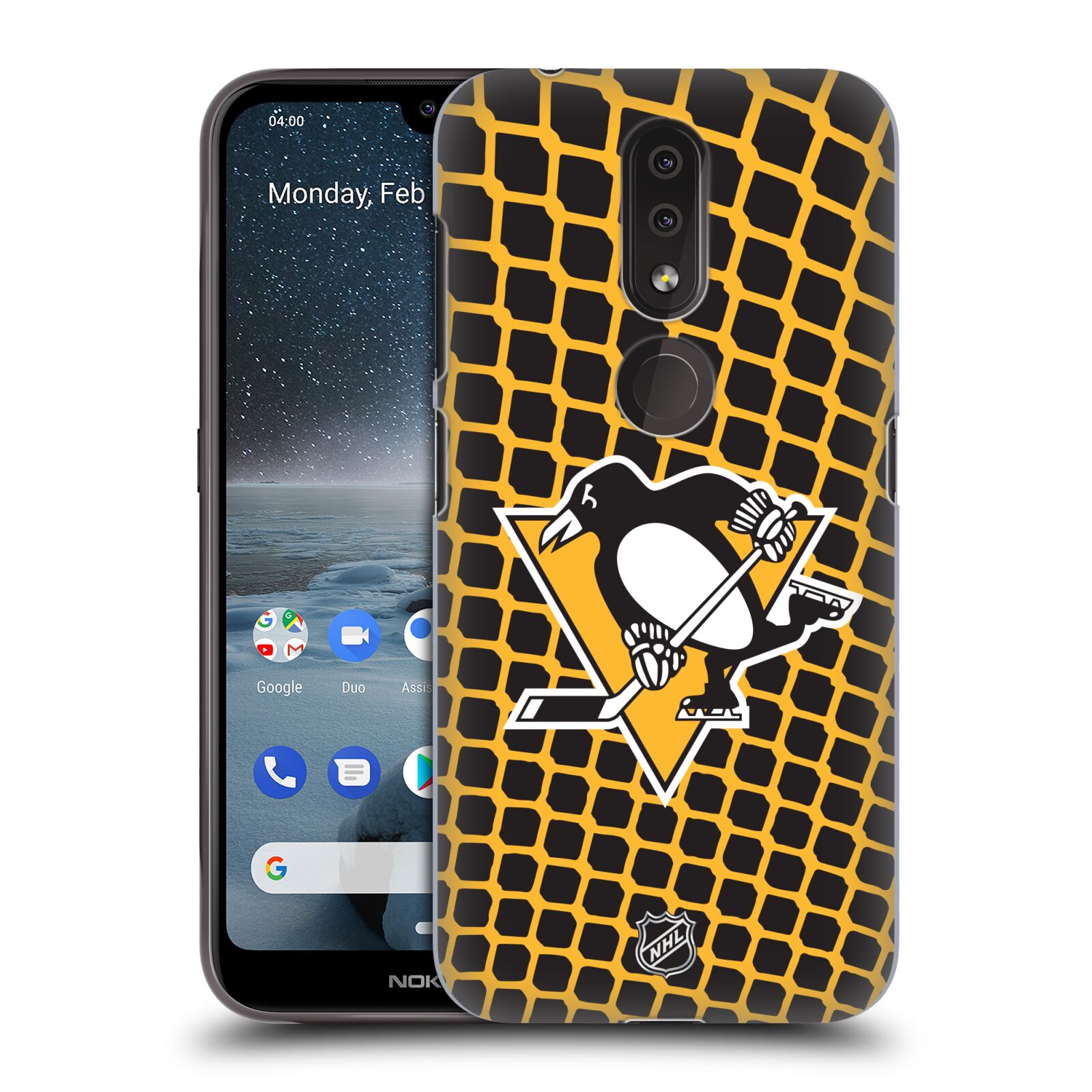 Pouzdro na mobil Nokia 4.2 - HEAD CASE - Hokej NHL - Pittsburgh Penguins - Znak v brance