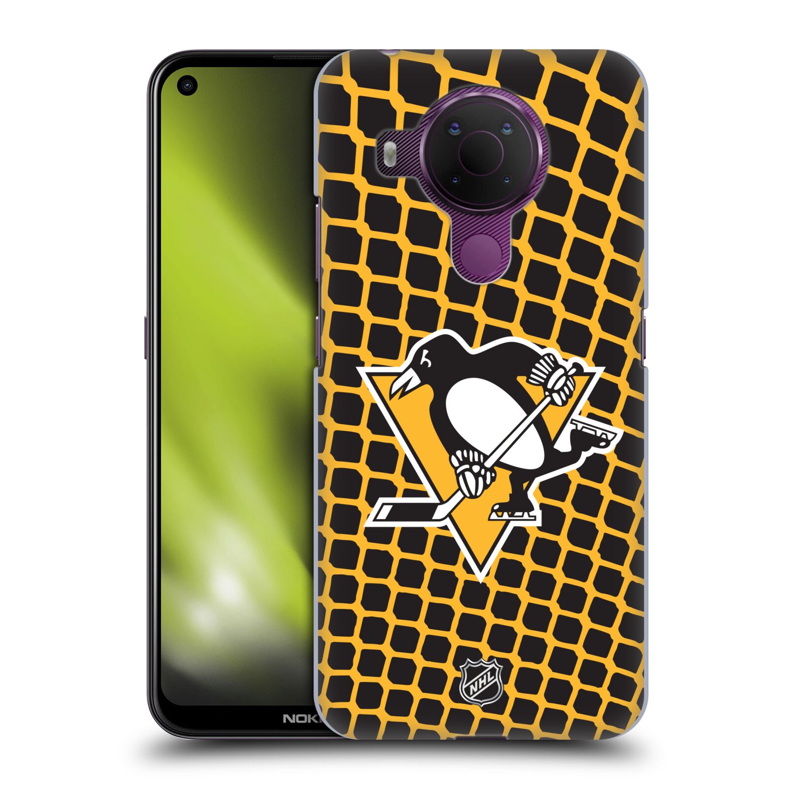 Pouzdro na mobil Nokia 5.4 - HEAD CASE - Hokej NHL - Pittsburgh Penguins - Znak v brance