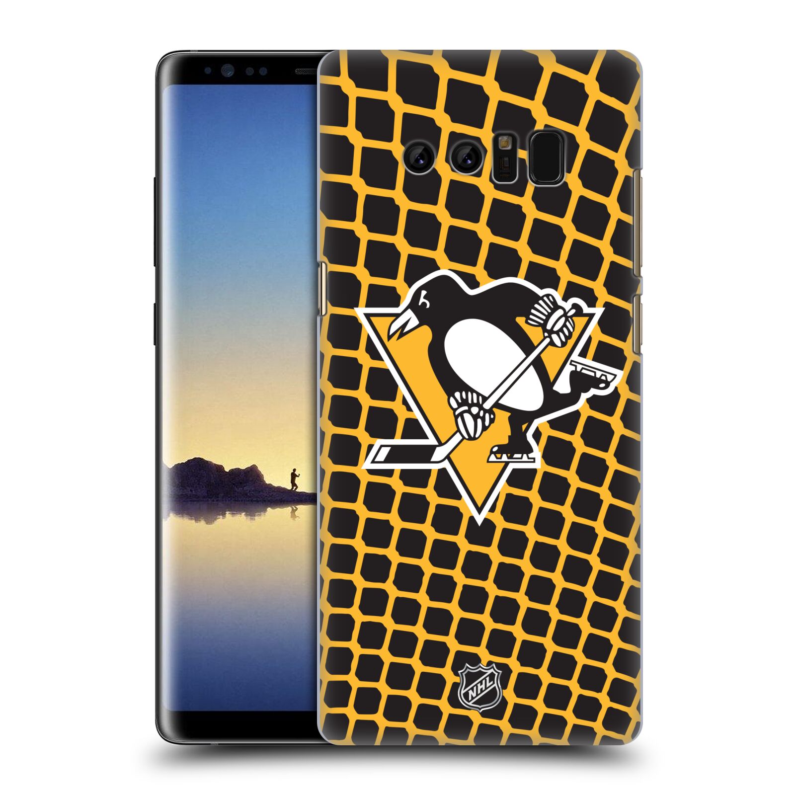 Pouzdro na mobil Samsung Galaxy Note 8 - HEAD CASE - Hokej NHL - Pittsburgh Penguins - Znak v brance