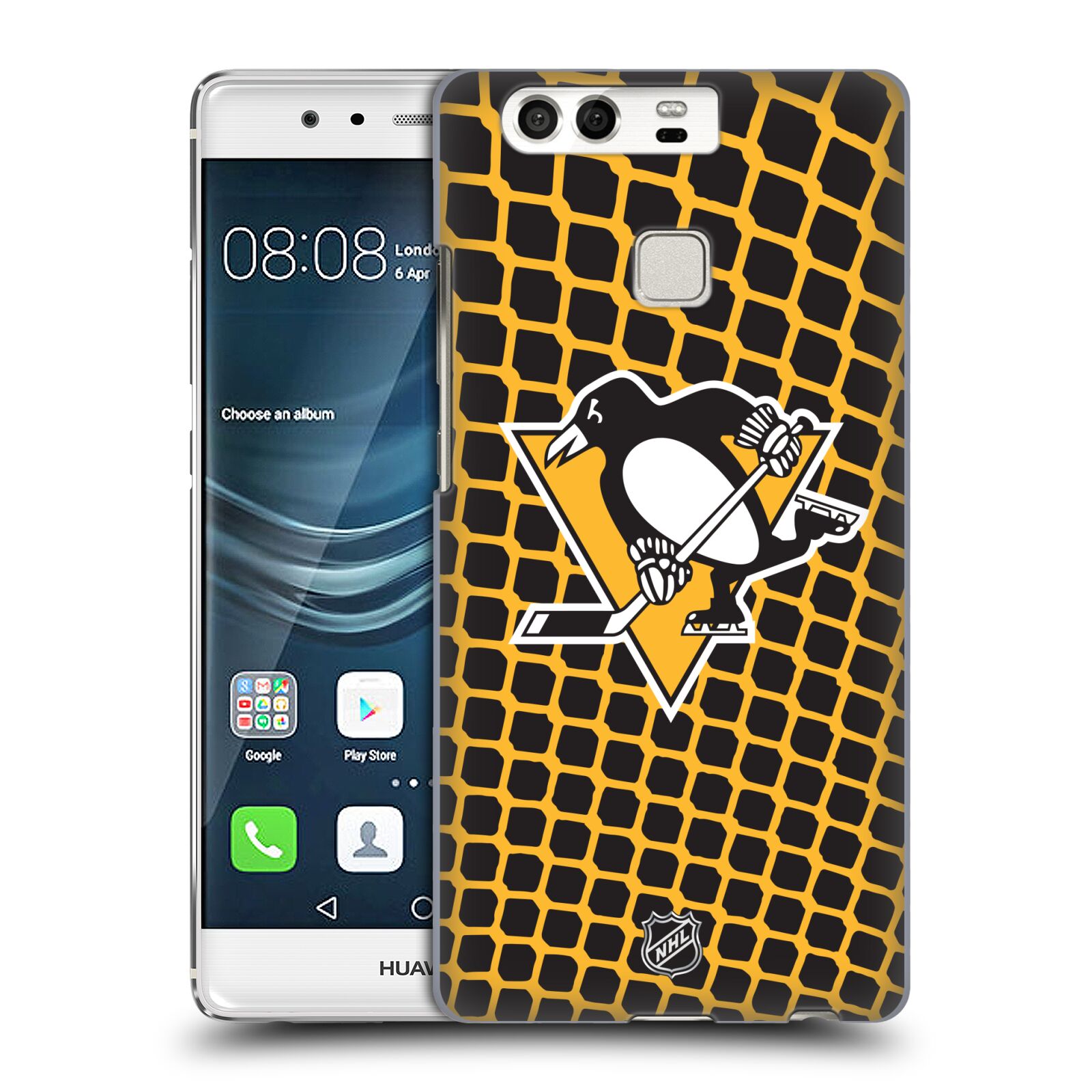 Pouzdro na mobil Huawei P9 / P9 DUAL SIM - HEAD CASE - Hokej NHL - Pittsburgh Penguins - Znak v brance
