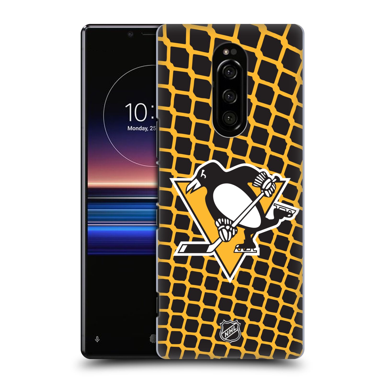 Pouzdro na mobil Sony Xperia 1 - HEAD CASE - Hokej NHL - Pittsburgh Penguins - Znak v brance