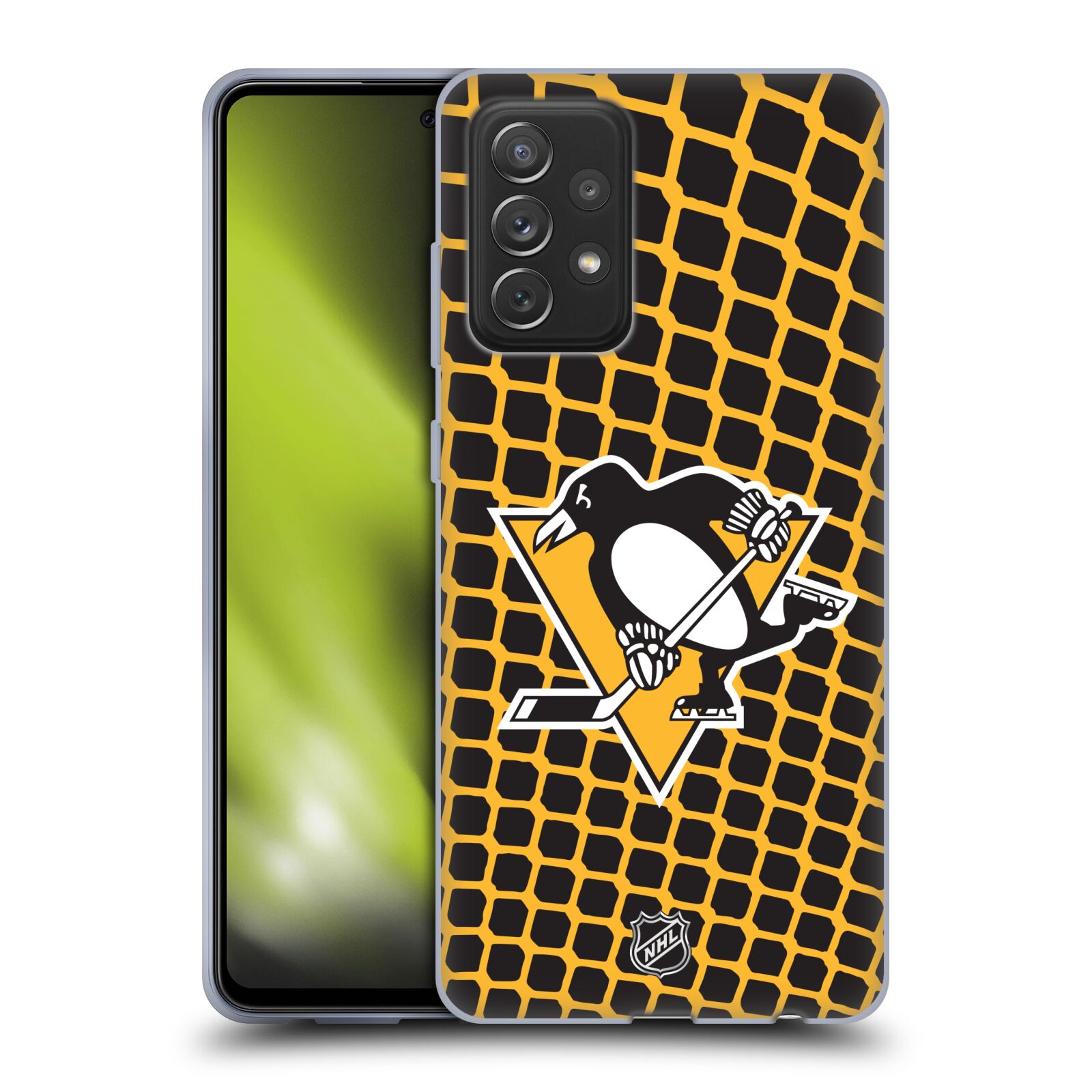 Pouzdro na mobil Samsung Galaxy A72 / A72 5G - HEAD CASE - Hokej NHL - Pittsburgh Penguins - Znak v brance