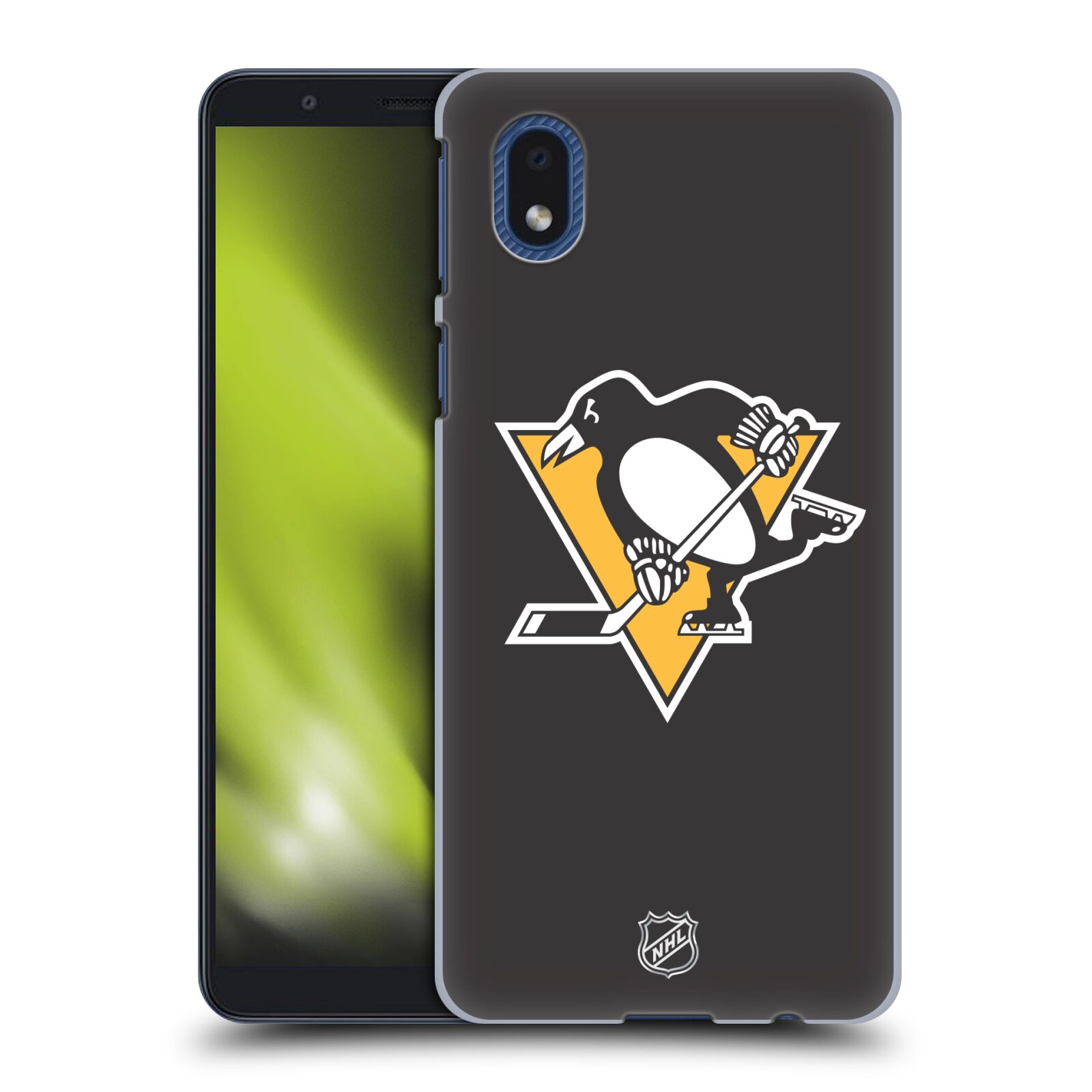 Pouzdro na mobil Samsung Galaxy A01 CORE - HEAD CASE - Hokej NHL - Pittsburgh Penguins - černé pozadí znak