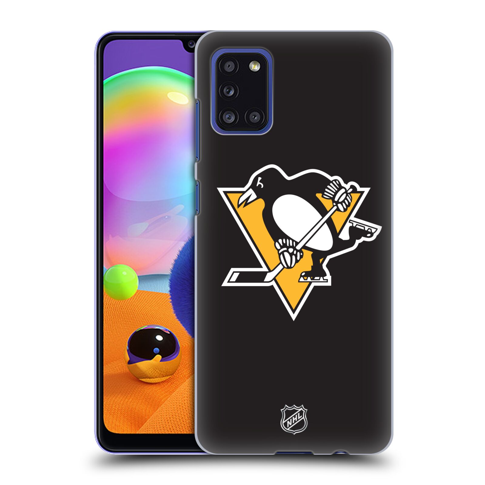 Pouzdro na mobil Samsung Galaxy A31 - HEAD CASE - Hokej NHL - Pittsburgh Penguins - černé pozadí znak