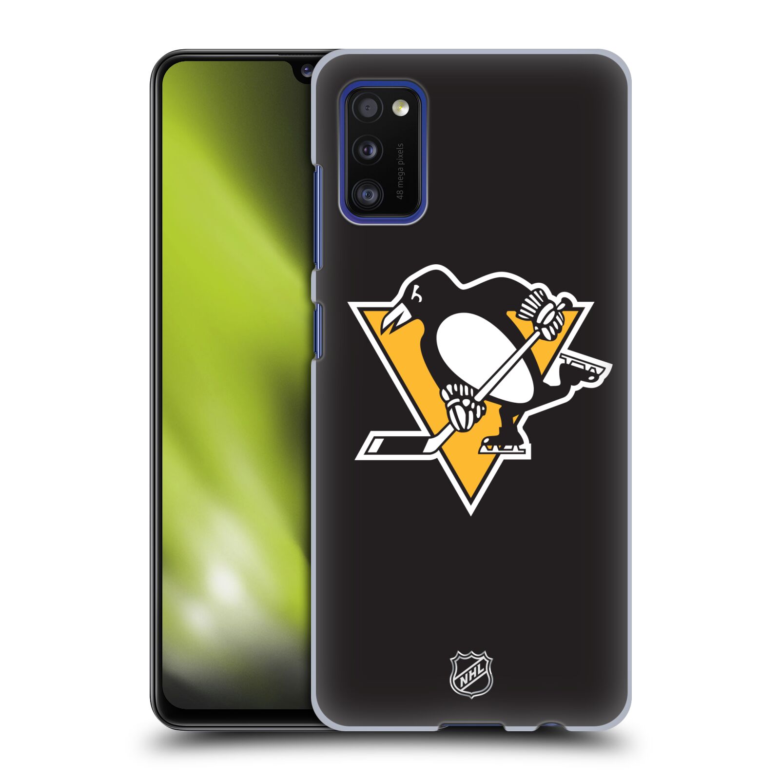 Pouzdro na mobil Samsung Galaxy A41 - HEAD CASE - Hokej NHL - Pittsburgh Penguins - černé pozadí znak