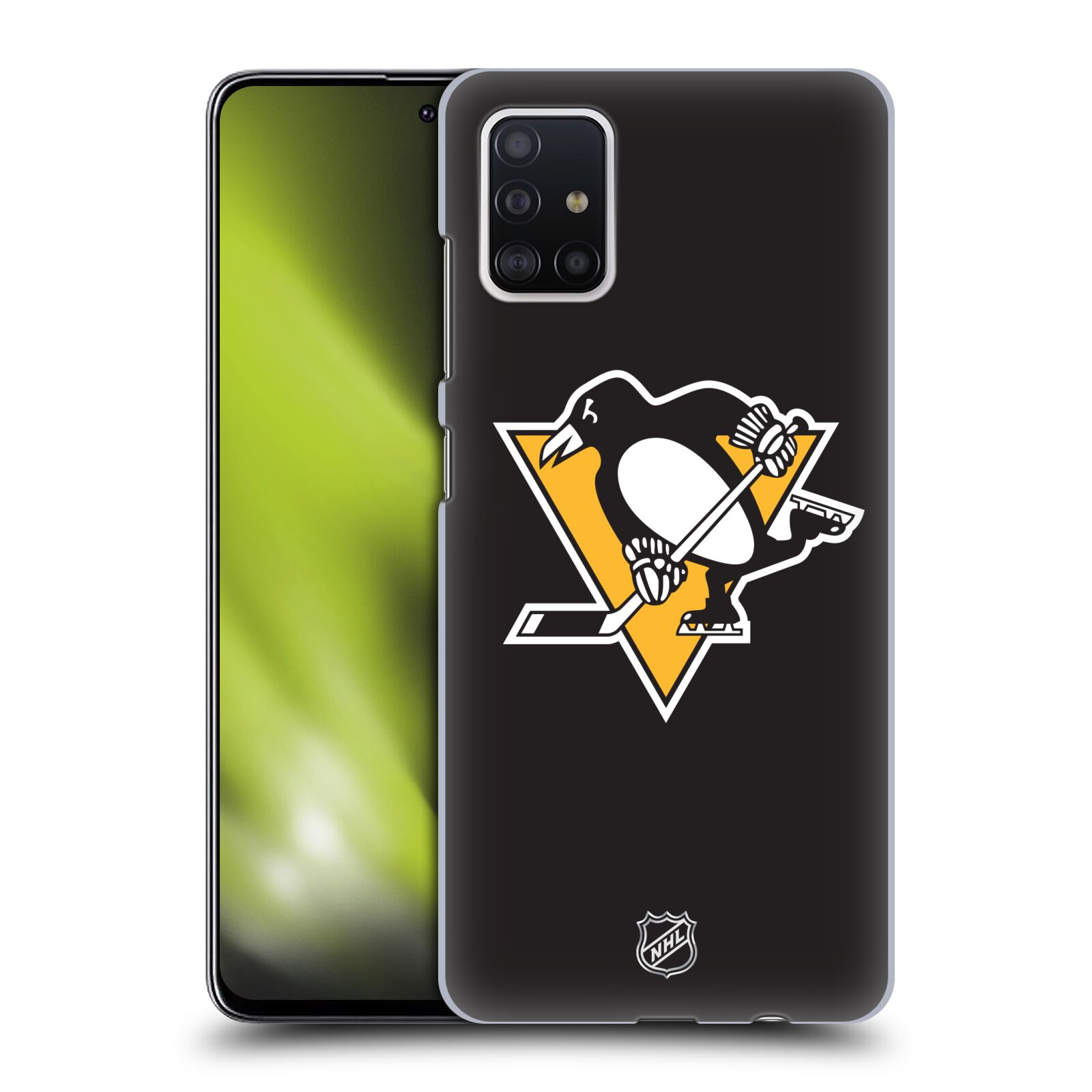 Pouzdro na mobil Samsung Galaxy A51 - HEAD CASE - Hokej NHL - Pittsburgh Penguins - černé pozadí znak