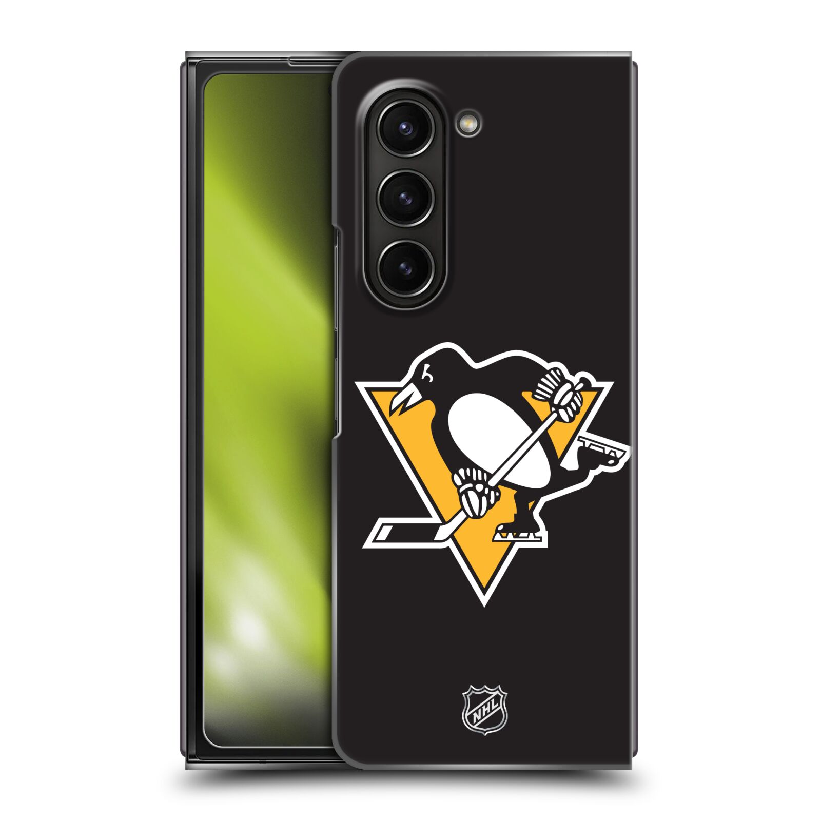Plastový obal HEAD CASE na mobil Samsung Galaxy Z Fold 5  Hokej NHL - Pittsburgh Penguins - černé pozadí znak