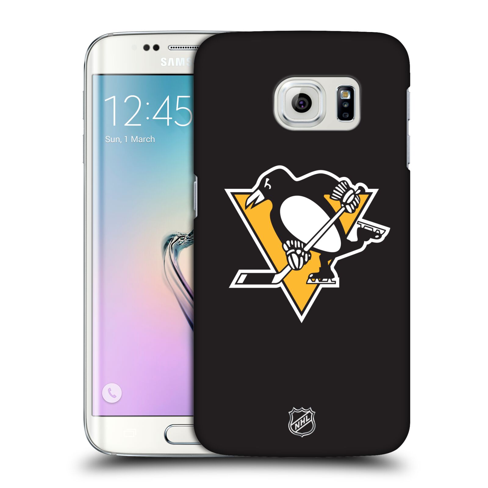 Pouzdro na mobil Samsung Galaxy S6 EDGE - HEAD CASE - Hokej NHL - Pittsburgh Penguins - černé pozadí znak