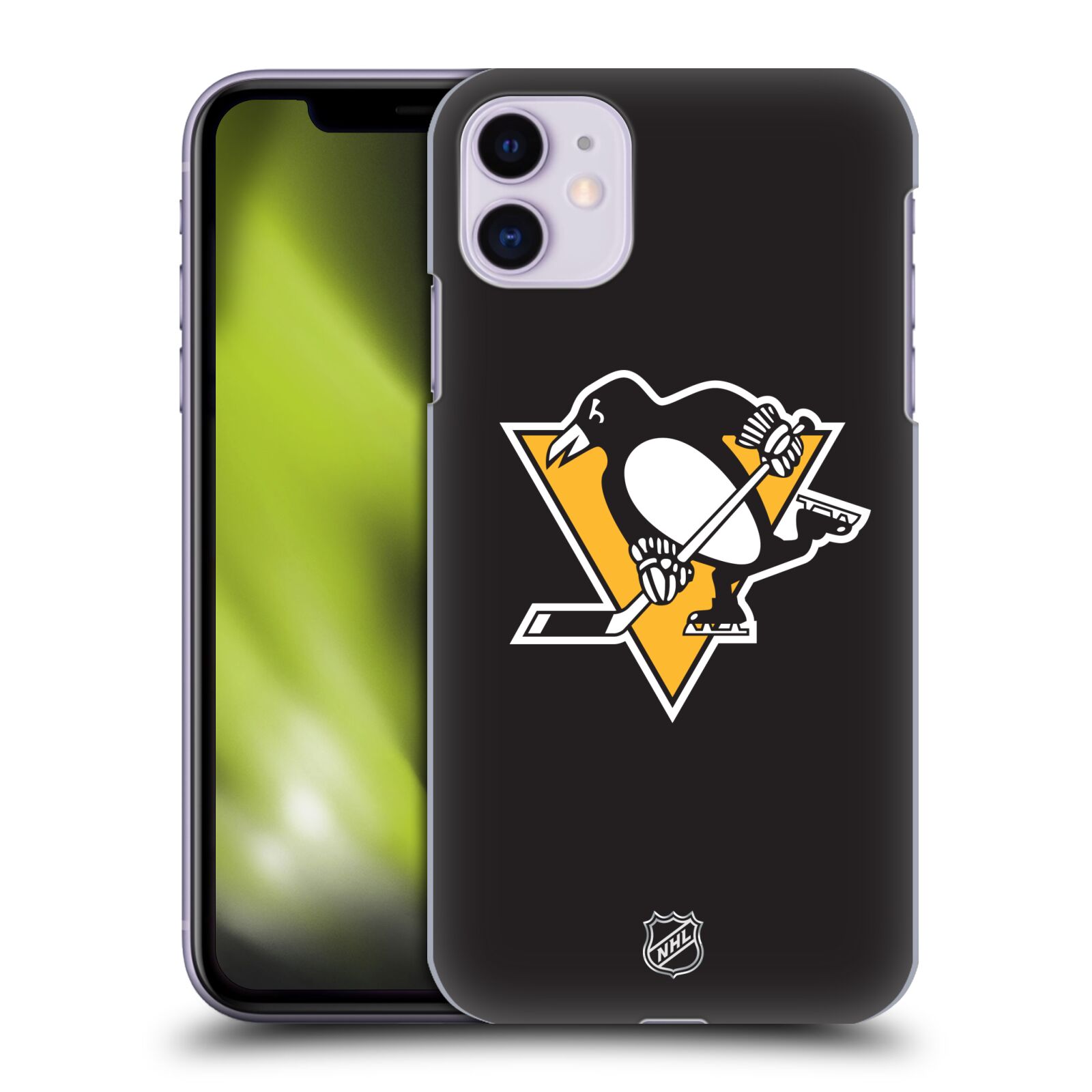Pouzdro na mobil Apple Iphone 11 - HEAD CASE - Hokej NHL - Pittsburgh Penguins - černé pozadí znak