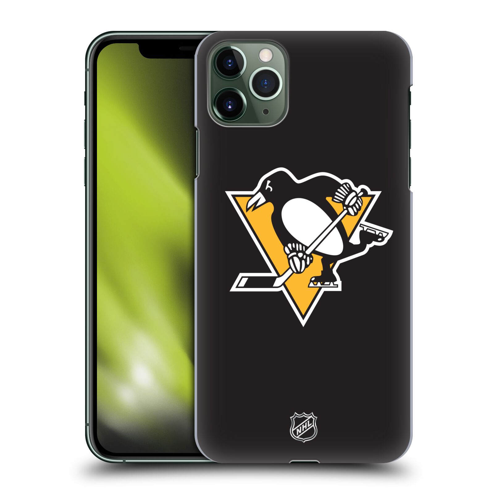 Pouzdro na mobil Apple Iphone 11 PRO MAX - HEAD CASE - Hokej NHL - Pittsburgh Penguins - černé pozadí znak